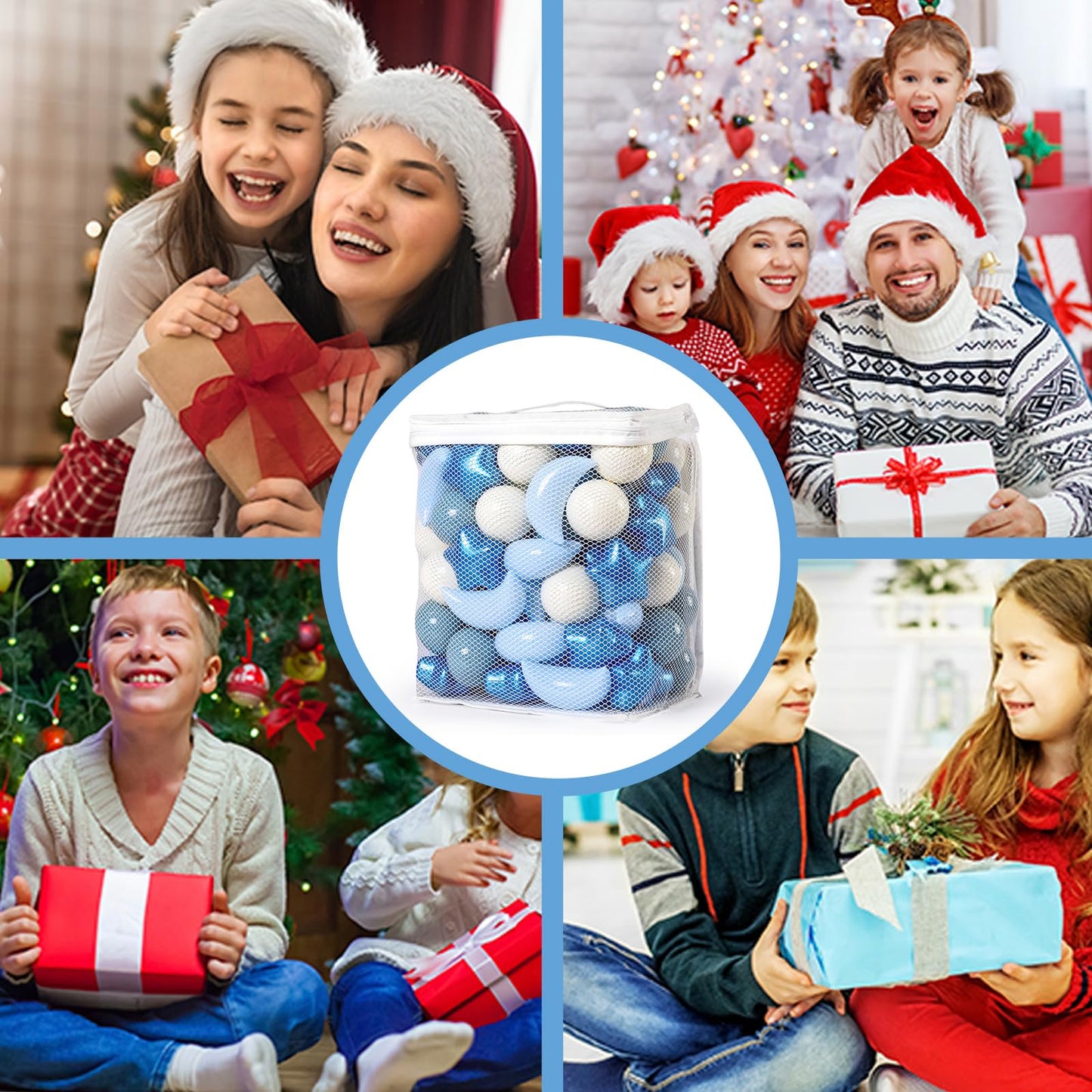 GOGOSO Ball Pit Balls – Stars & Moon Shapes (100 pcs) for Toddlers, Pearl Blue & Cream