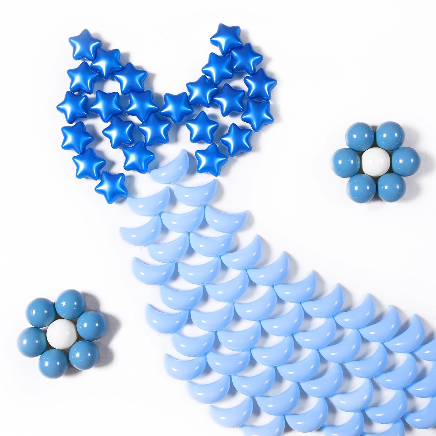 GOGOSO Ball Pit Balls – Stars & Moon Shapes (100 pcs) for Toddlers, Pearl Blue & Cream