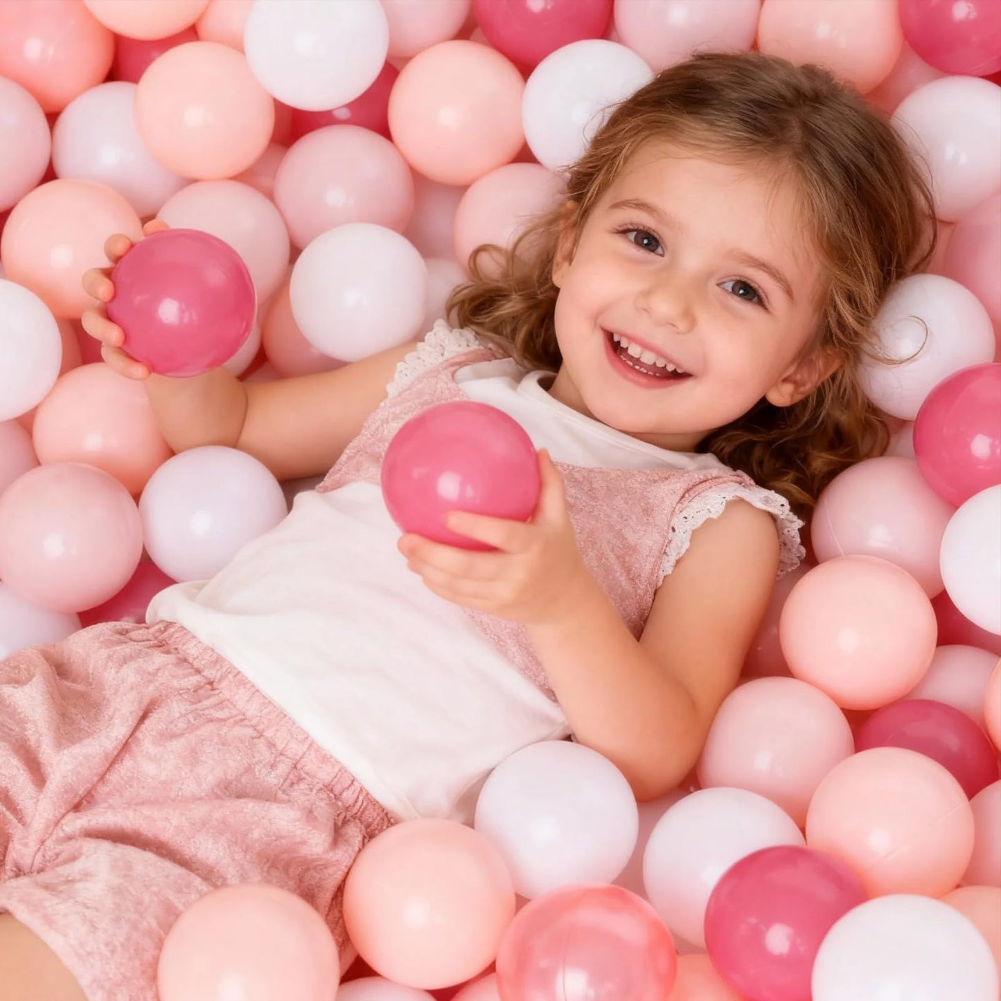 GOGOSO Ball Pits Balls for Toddlers – 2.2-Inch, Crush-Proof, Non-Phthalate, Non-Toxic, 100pcs (Pearl Red & Pink/White)