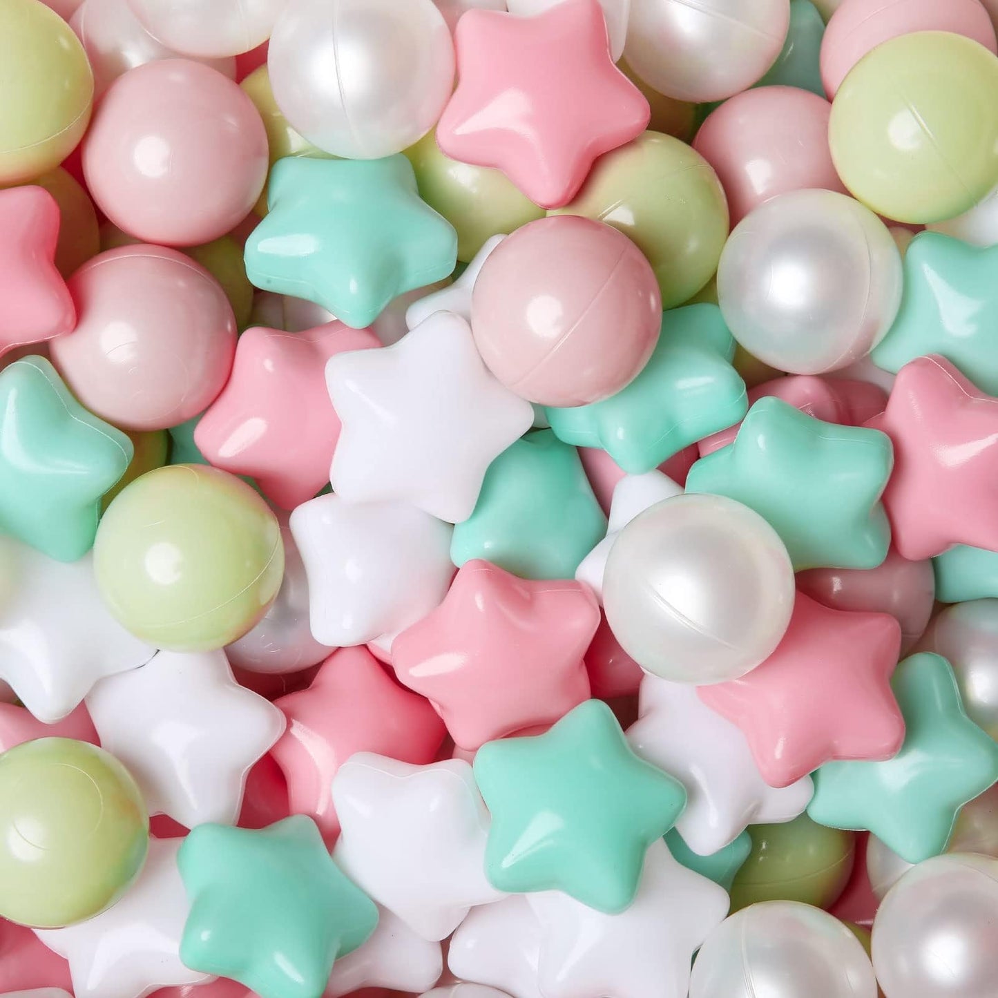 GOGOSO Ball Pits Balls – 100 Count, 2.2-Inch Crush-Proof Non-Toxic Plastic Balls (Pink/Green/White)