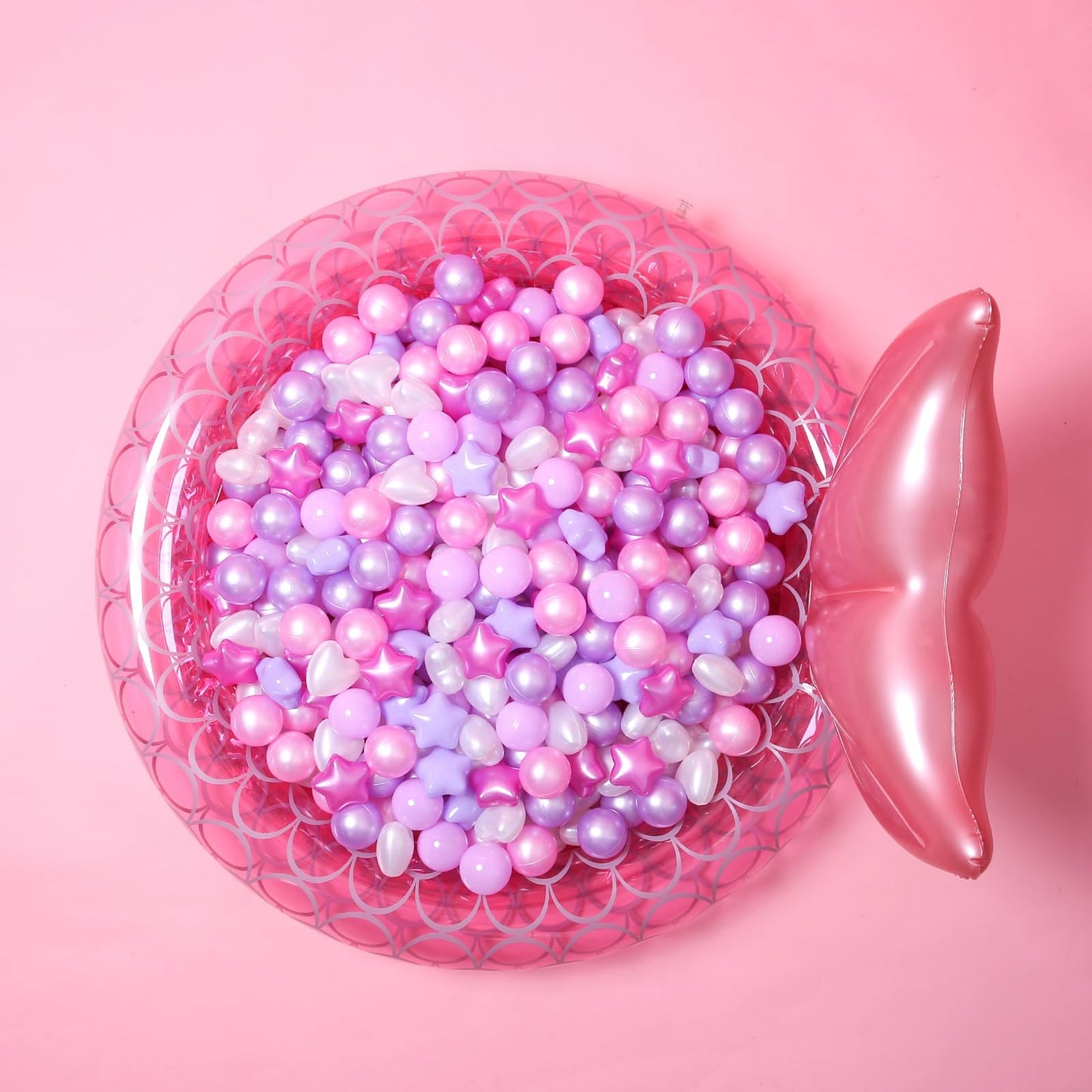 GOGOSO Ball Pits Balls for Toddlers – 2.2-Inch Crush-Proof Non-Toxic Plastic Balls (50-100-200-500 Count) in Pearl Pink, Pearl Light Pink, Purple, Star & Heart