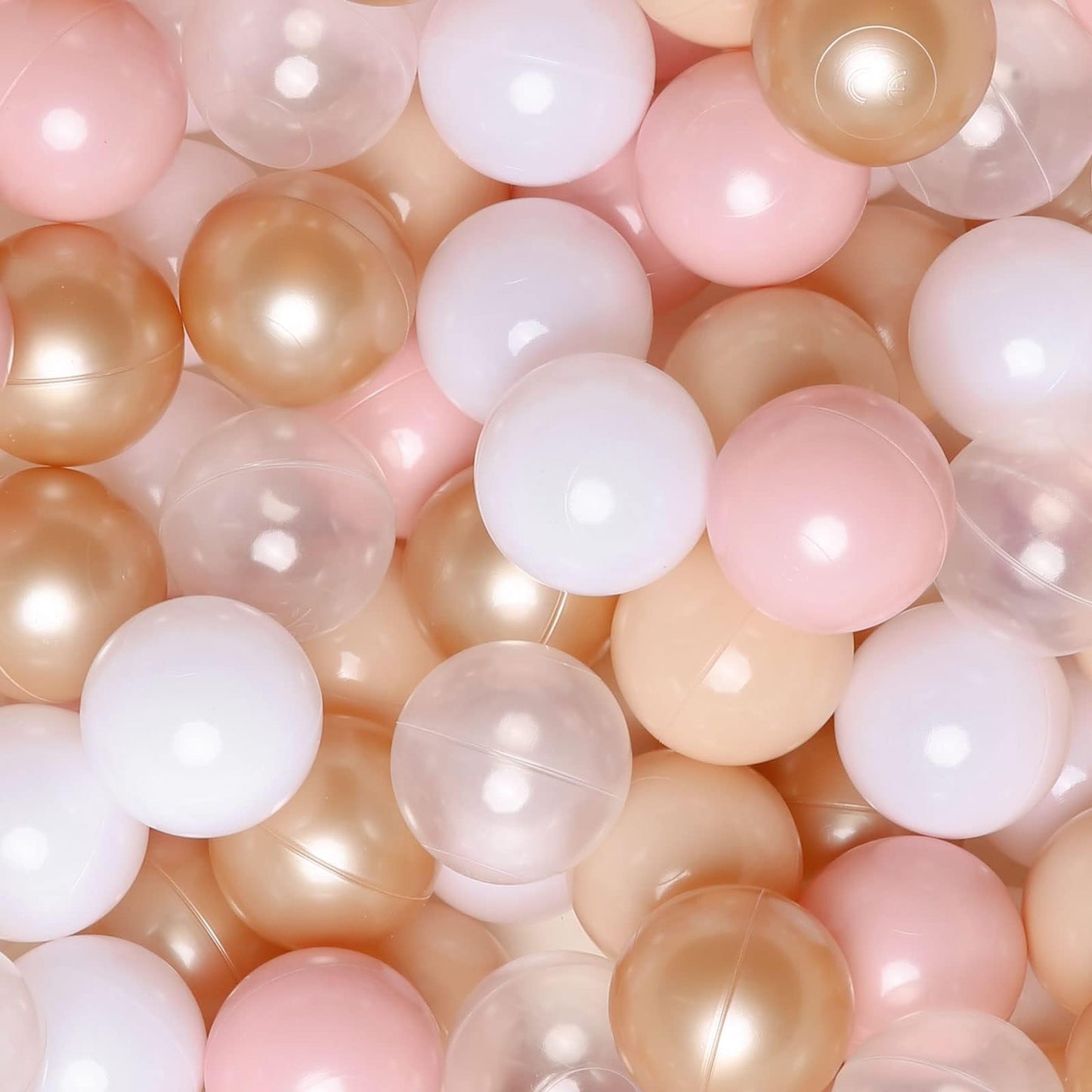 GOGOSO Ball Pits Balls – 2.2-Inch Crush-Proof, Non-Toxic, 100 Count (Beige, Pink, Pearl Brown, White, Clear)