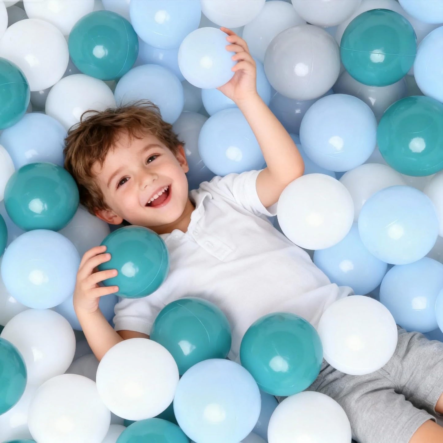 GOGOSO Ball Pits Balls – 2.2-Inch Non-Toxic Multicolor Set (Green/Blue/Gray/White) – 100 Balls
