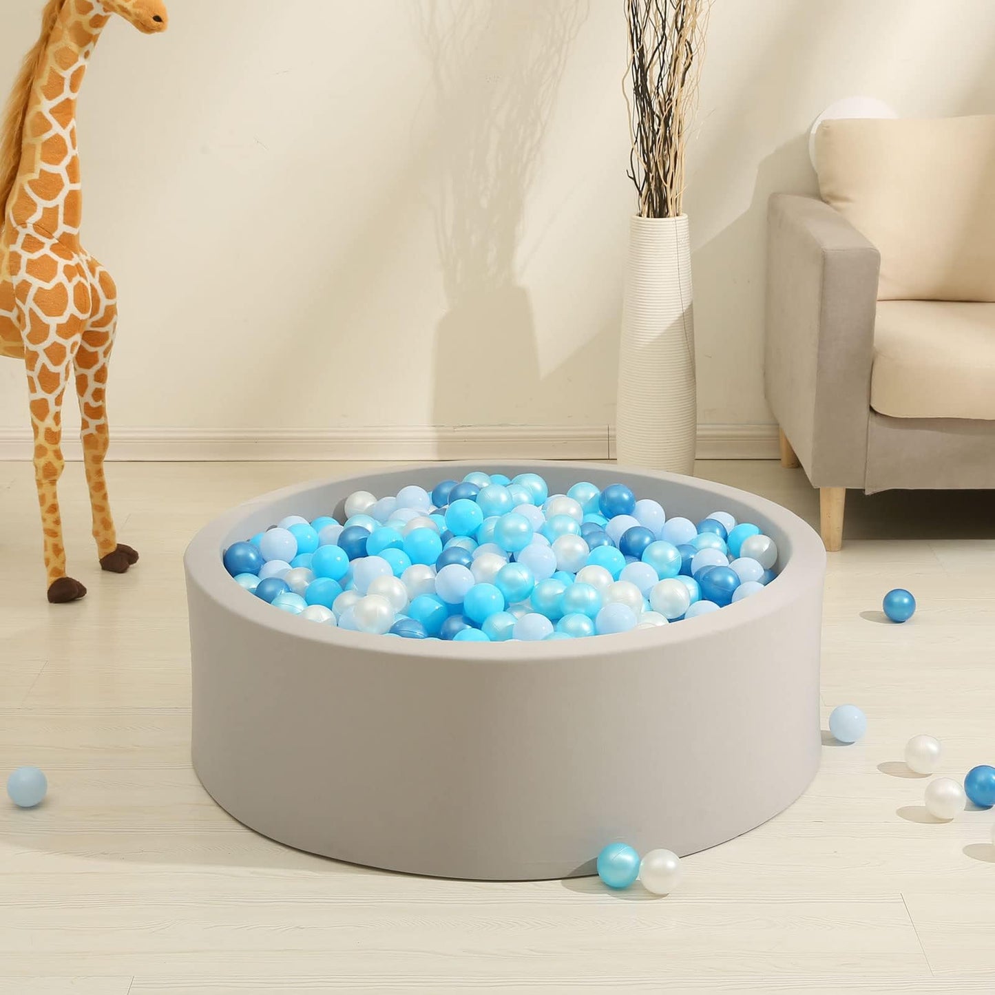 GOGOSO Ball Pits Balls for Toddlers – Non-Toxic 2.15-Inch Plastic Balls in Pearl Blue (50/100/200/500 Pack)