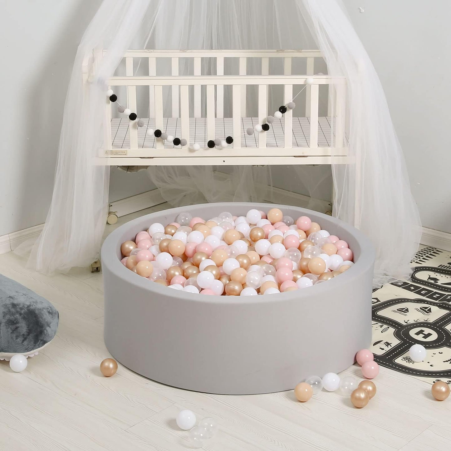 GOGOSO Ball Pits Balls – 2.2-Inch Crush-Proof, Non-Toxic, 100 Count (Beige, Pink, Pearl Brown, White, Clear)
