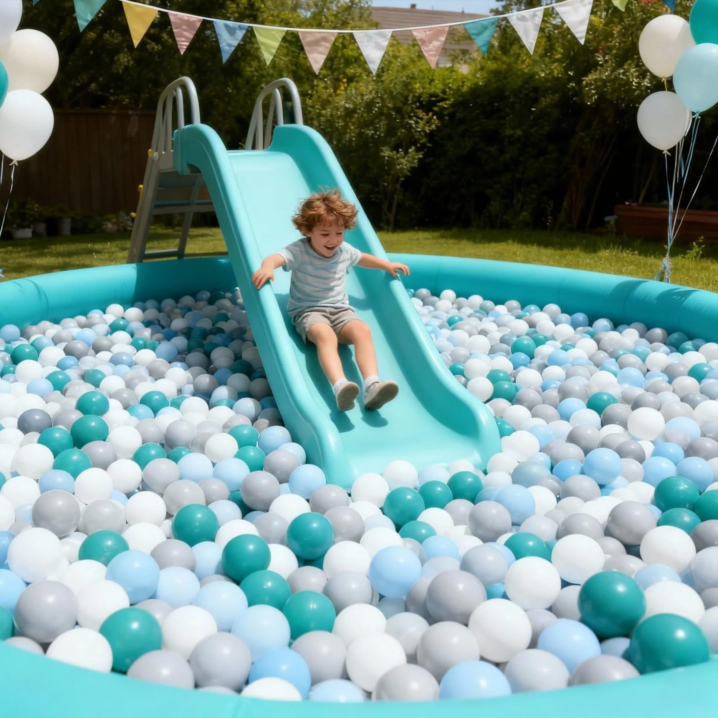 GOGOSO Ball Pits Balls – 2.2-Inch Non-Toxic Multicolor Set (Green/Blue/Gray/White) – 100 Balls