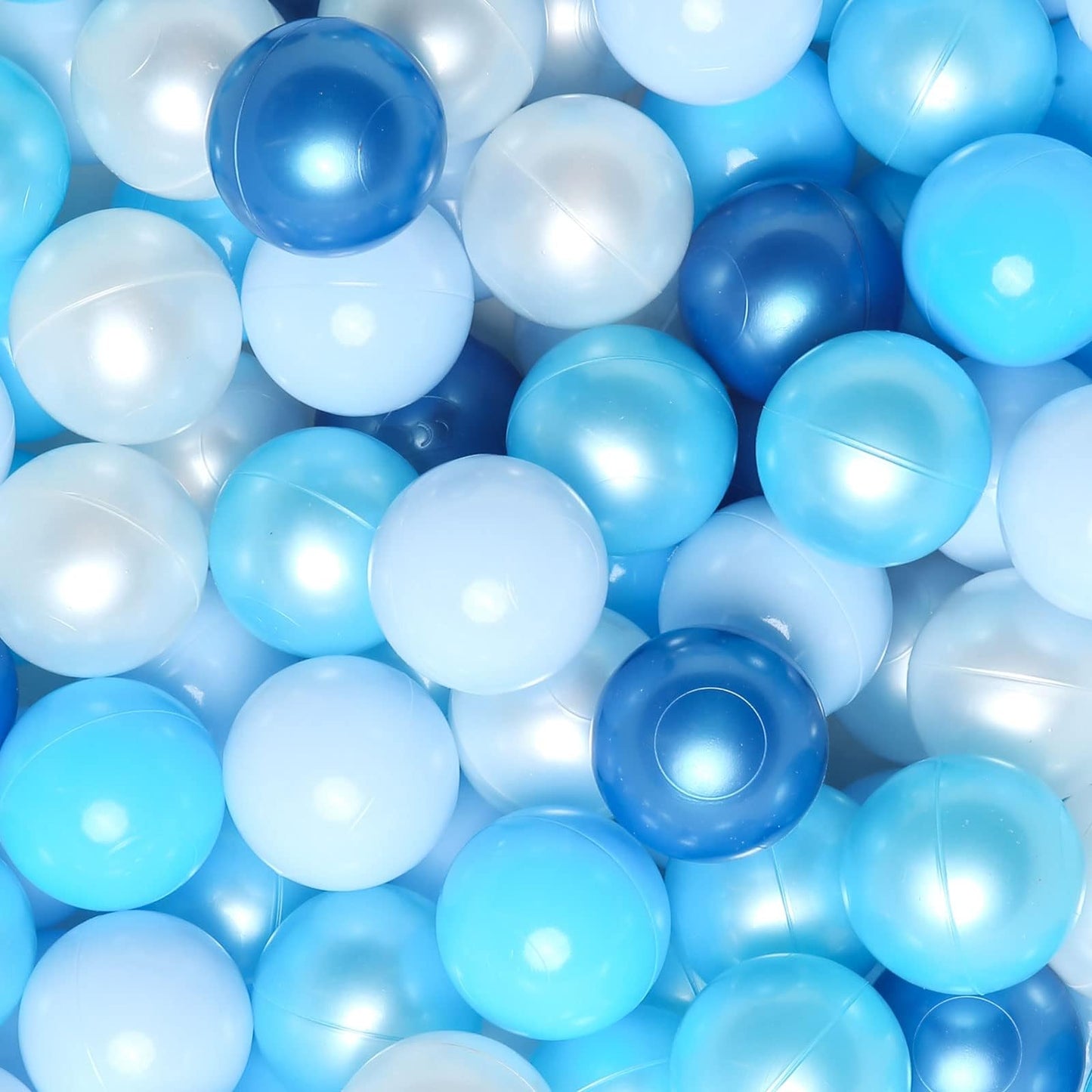 GOGOSO Ball Pit Balls – 2.15-Inch Crush-Proof, Non-Toxic Plastic Balls, 100-Pack in Pearl Blue & White