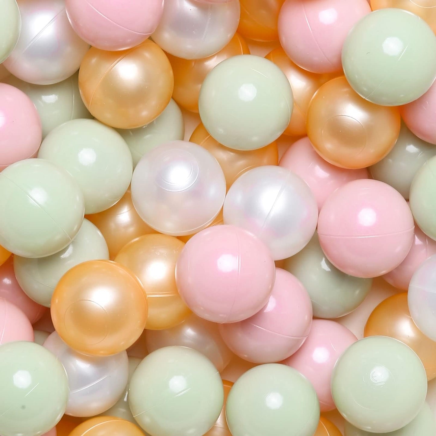 GOGOSO Ball Pits Balls – Non-Toxic 2.2-Inch Play Balls (Pearl Pink/Gold/Green/White) 100