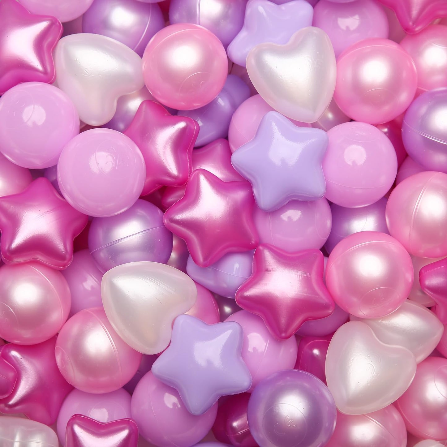 GOGOSO Ball Pits Balls 200-Pack – Non-Toxic, Crush-Proof 2.2-Inch Diameter (Pink/Purple Stars & Hearts)