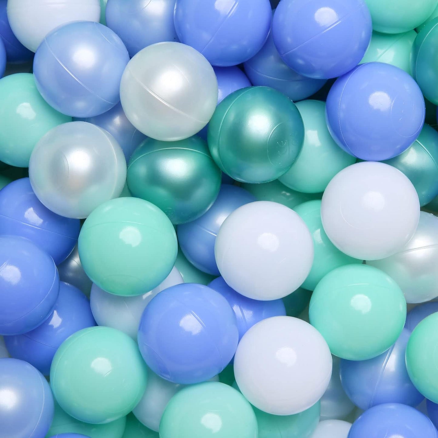 GOGOSO Ball Pits Balls – 2.2-Inch Crush-Proof, Non-Toxic Play Balls (100 Count) – Pearl, Macaron Blue, Green, White