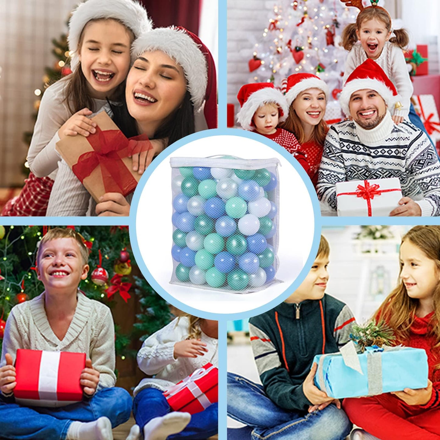 GOGOSO Ball Pits Balls – 2.2-Inch Crush-Proof, Non-Toxic Play Balls (100 Count) – Pearl, Macaron Blue, Green, White