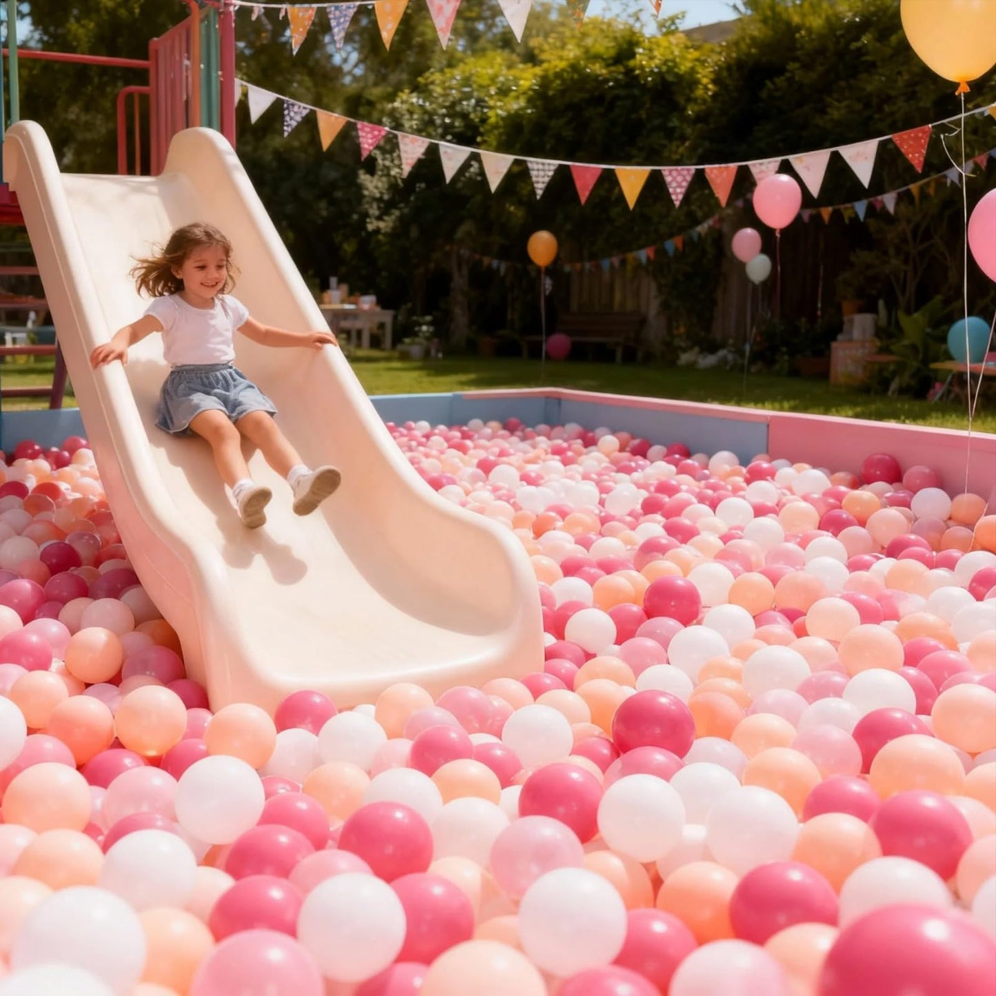 GOGOSO Ball Pits Balls for Toddlers – 2.2-Inch, Crush-Proof, Non-Phthalate, Non-Toxic, 100pcs (Pearl Red & Pink/White)
