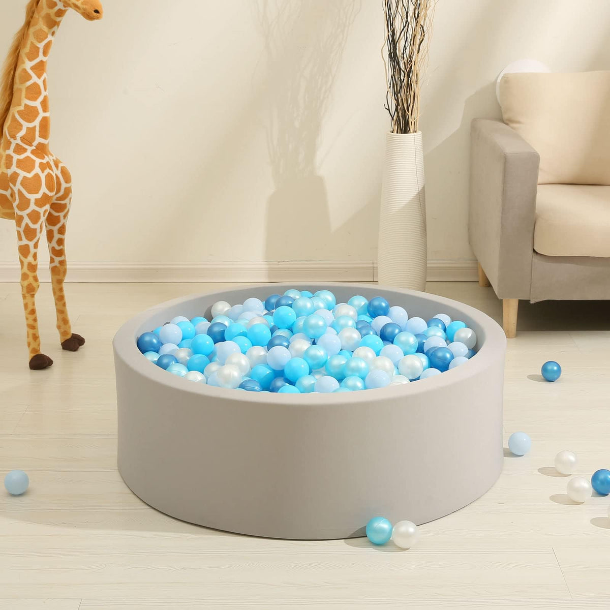 GOGOSO Pearl Blue Ball Pits Balls 2.15-Inch 200 Count – Non-Toxic, Crush-Proof