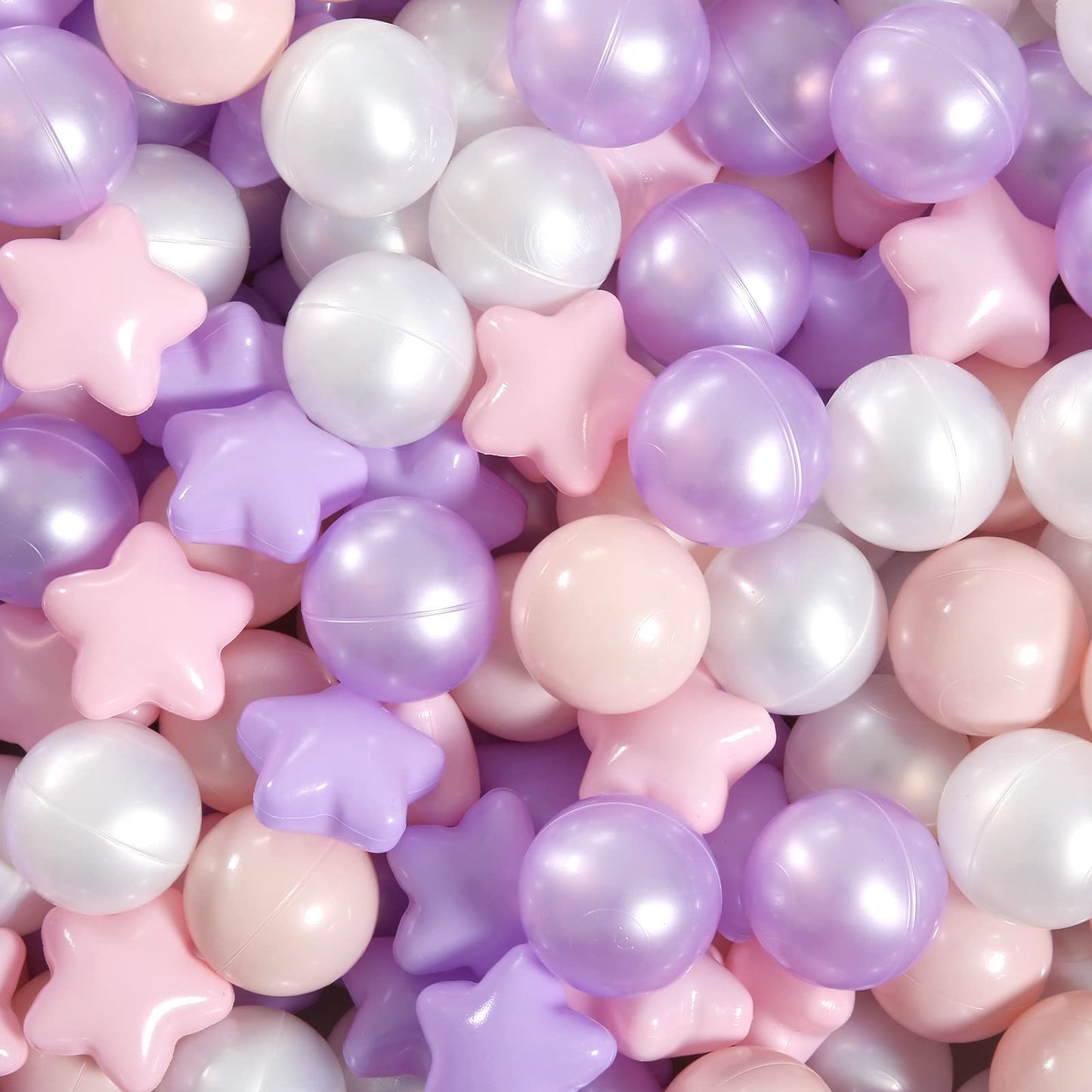 GOGOSO Balls for Ball Pit – 200 Multi-Color Plastic Balls (Purple/Pink/White/Clear)