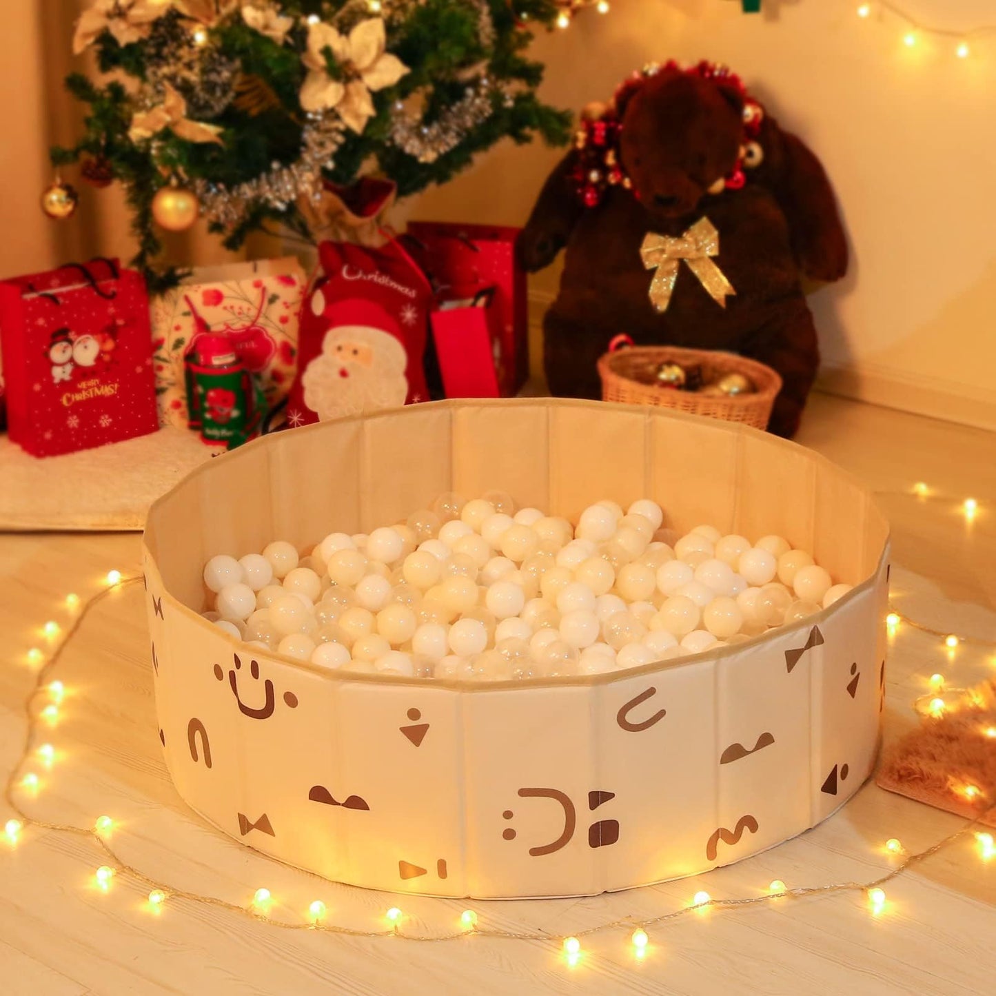 GOGOSO Balls for Ball Pit – 200pcs White/Beige/Clear Plastic Balls for Toddlers