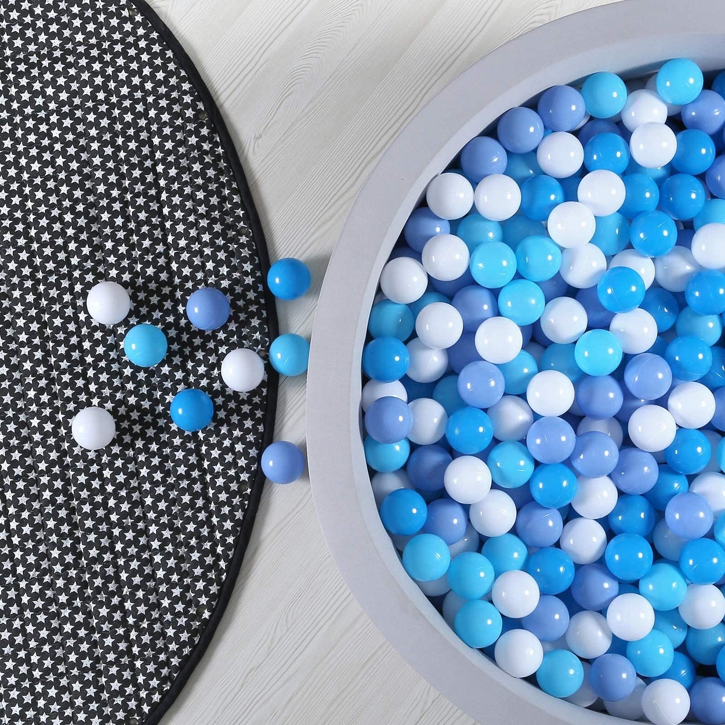 GOGOSO 100-Pack Plastic Play Pit Balls – 2.2 in, 3-Color Safe Ball Pit Balls for Baby & Kids