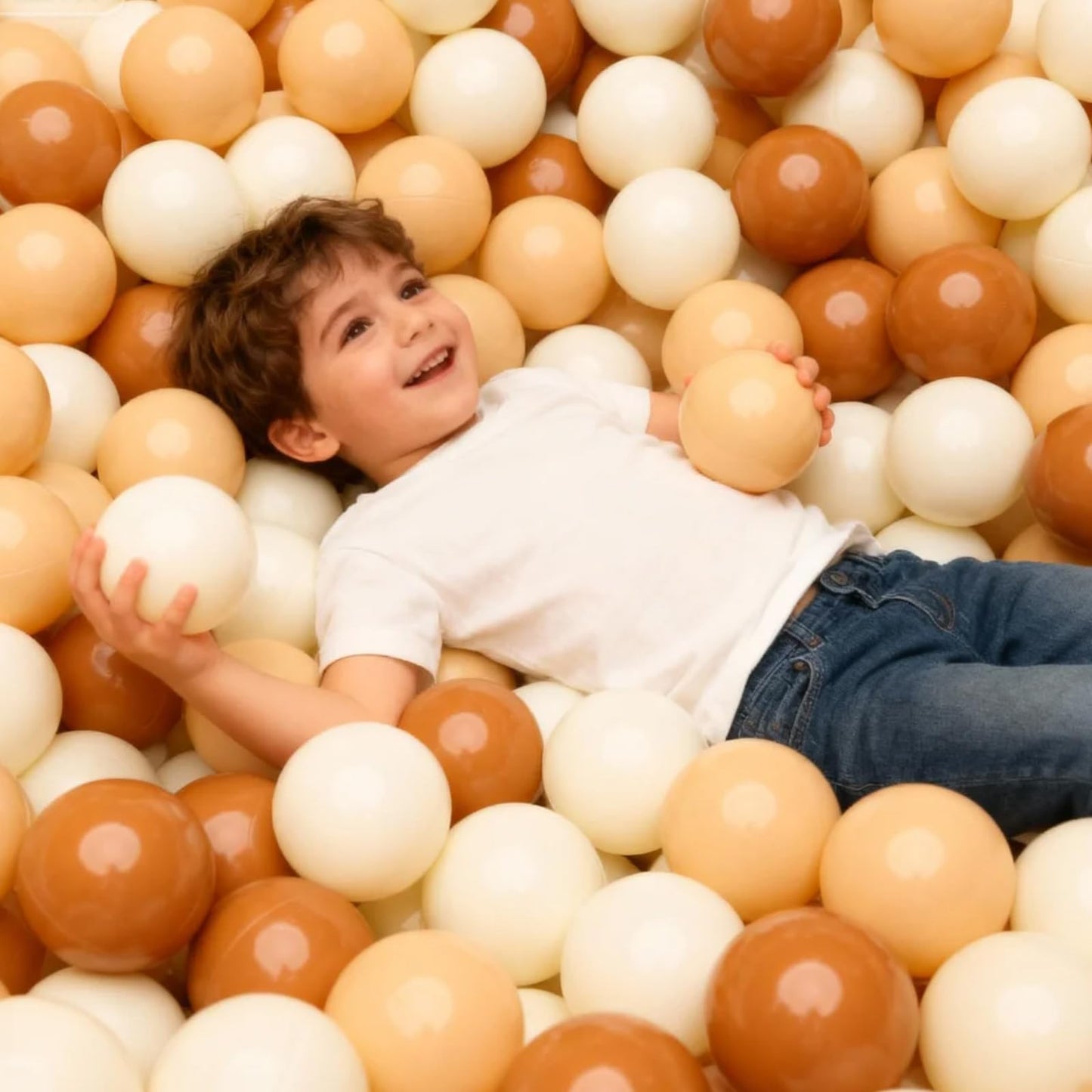 GOGOSO Ball Pit Balls for Toddlers – 100 Soft Pastel Play Balls (Cream, Coffee, White) BPA-Free