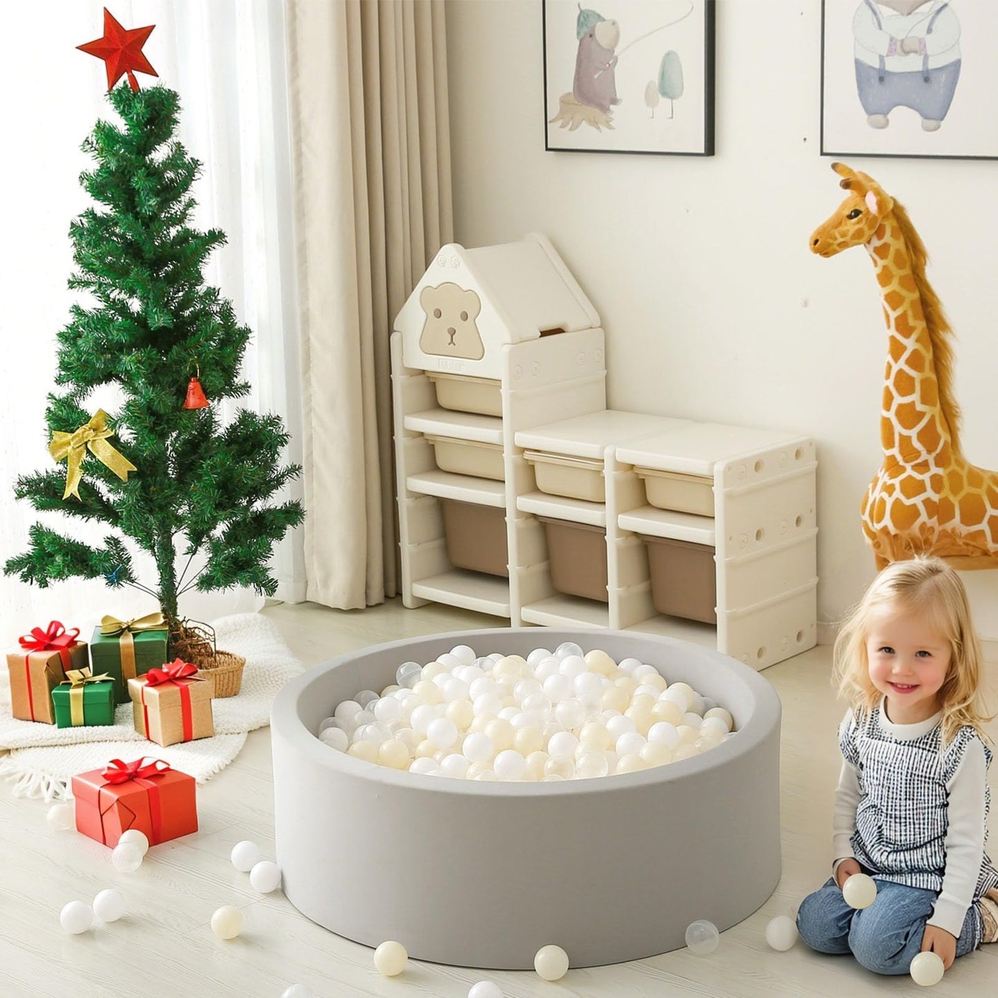 GOGOSO Balls for Ball Pit – 200pcs White/Beige/Clear Plastic Balls for Toddlers