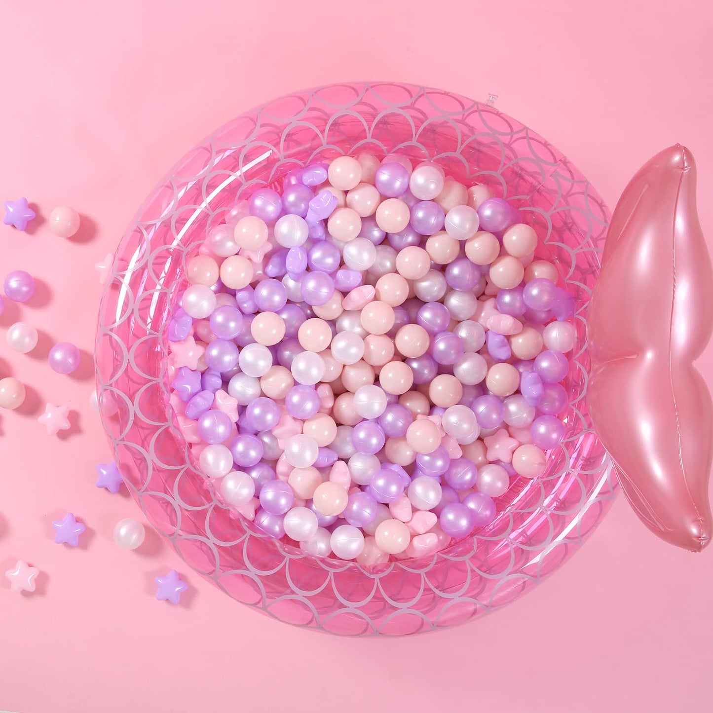GOGOSO Balls for Ball Pit – 200 Multi-Color Plastic Balls (Purple/Pink/White/Clear)