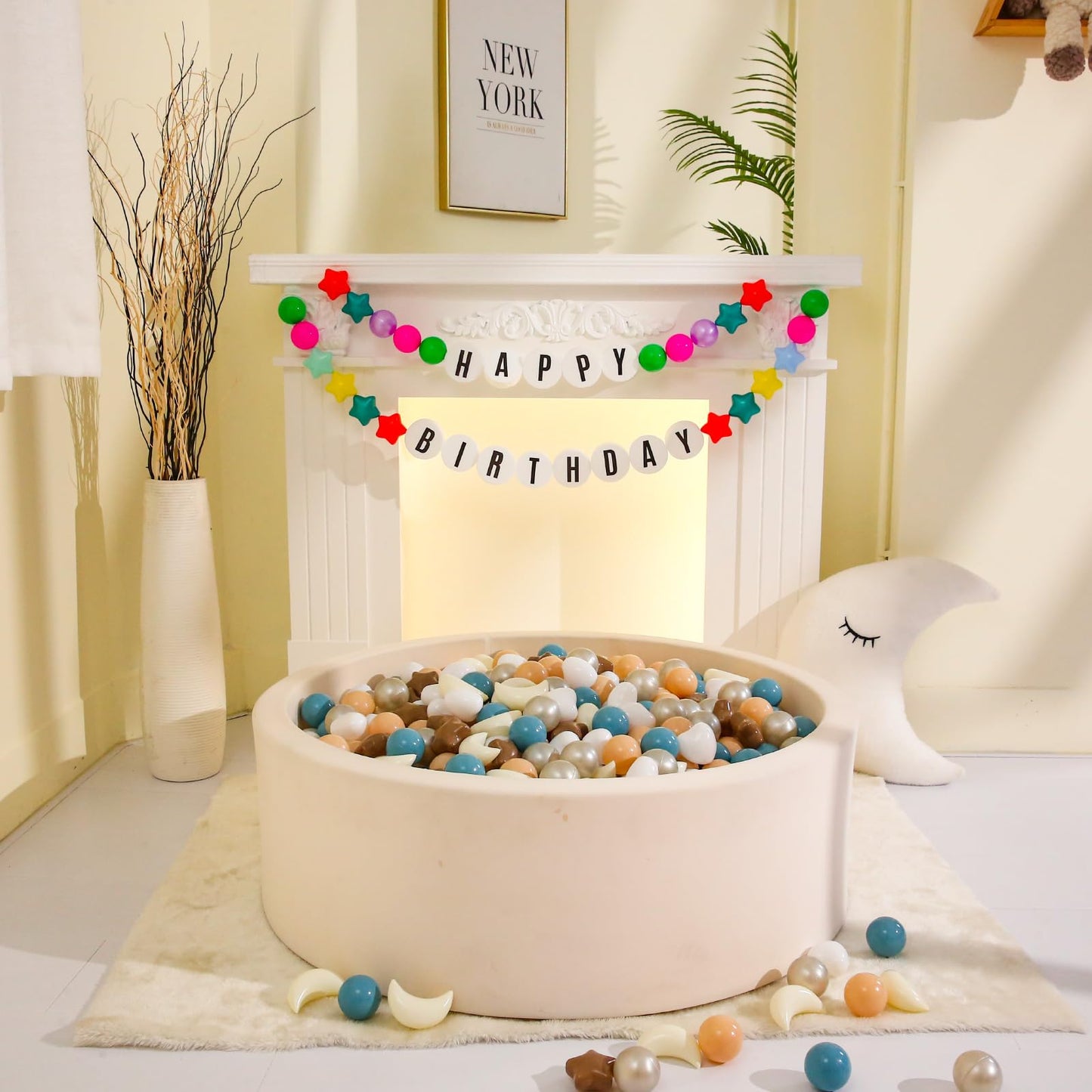 GOGOSO Star Heart Moon Ball Pit Balls – BPA Free, Crush-Proof, Pastel Mocha Blue