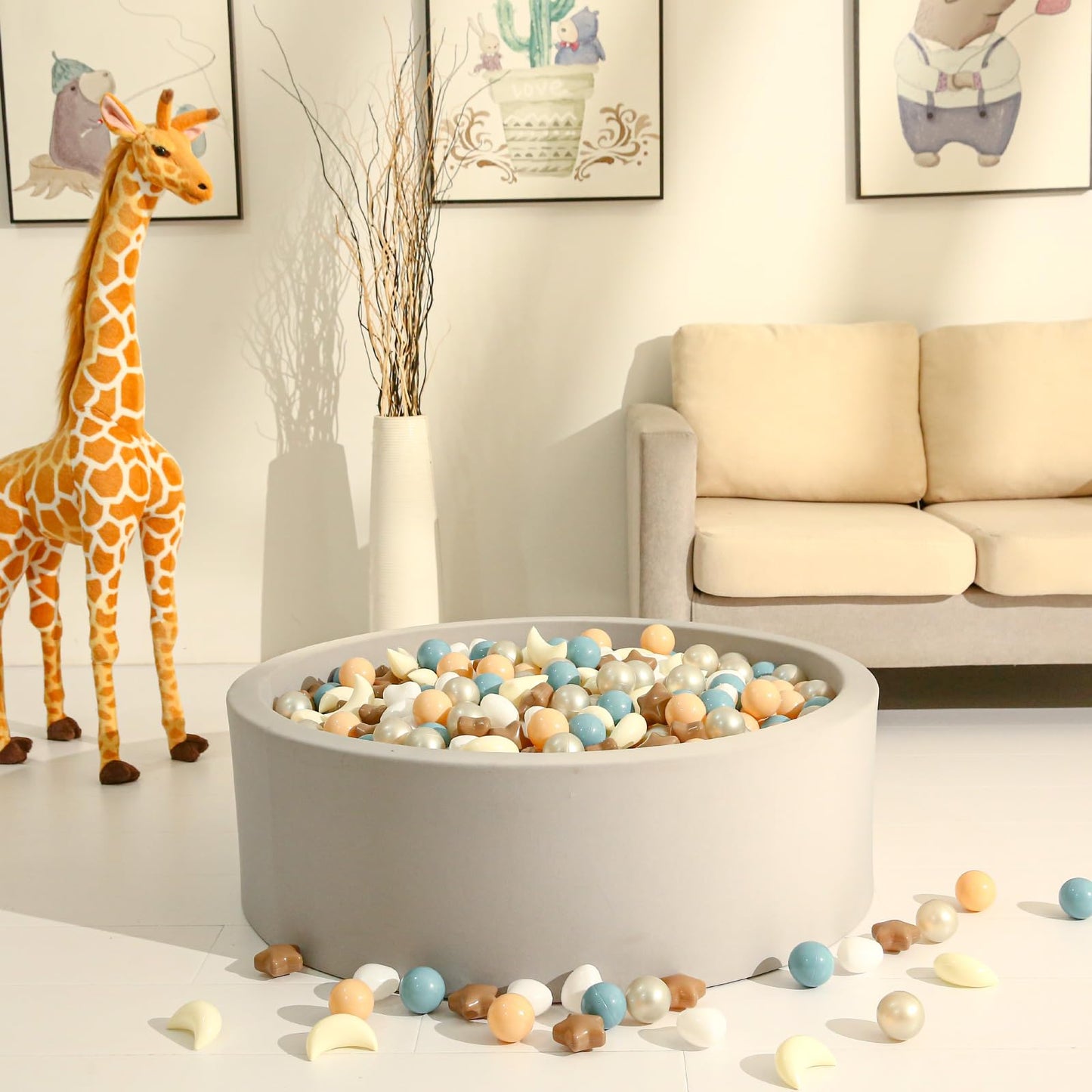 GOGOSO Star Heart Moon Ball Pit Balls – BPA Free, Crush-Proof, Pastel Mocha Blue