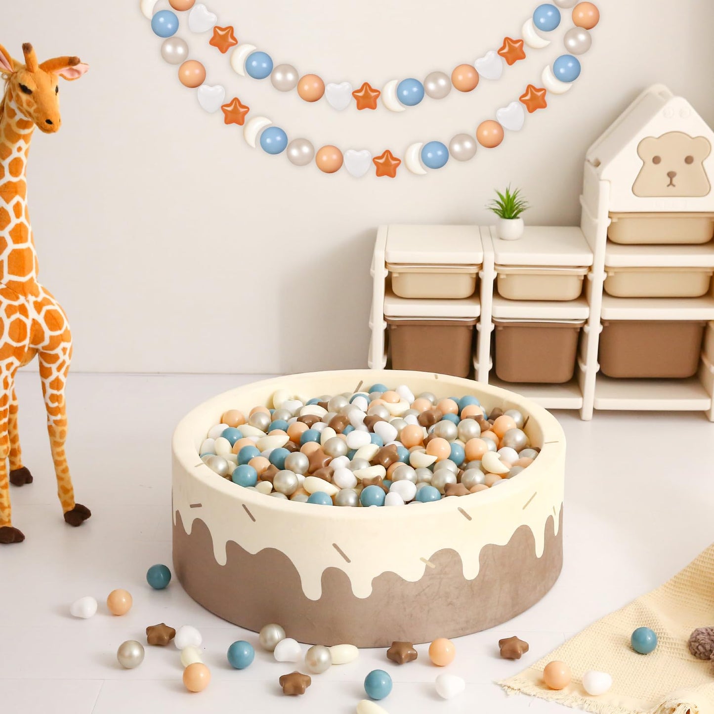 GOGOSO Star Heart Moon Ball Pit Balls – BPA Free, Crush-Proof, Pastel Mocha Blue