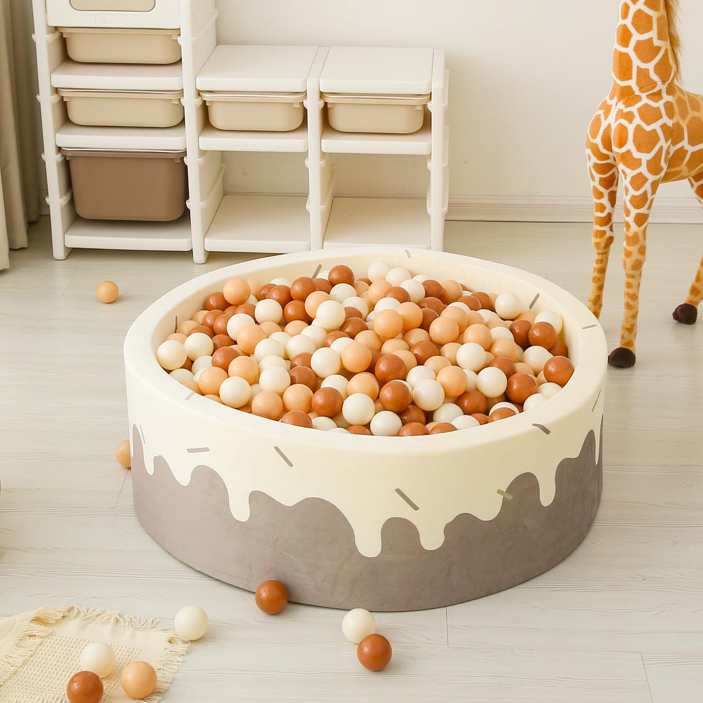 GOGOSO Ball Pit Balls for Toddlers – 100 Soft Pastel Play Balls (Cream, Coffee, White) BPA-Free