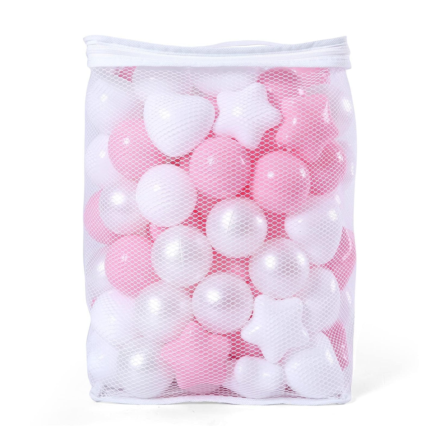 GOGOSO Pink Ball Pit Balls – 100 Crushproof 2.15in Plastic Balls with Stars and Hearts