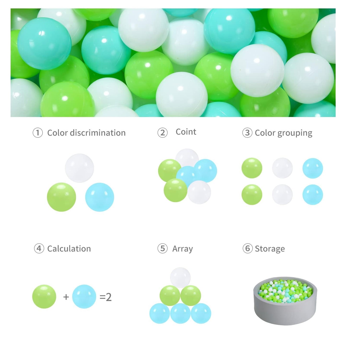 GOGOSO Ball Pit Balls for Toddlers – 100ct Green 2.15in with Storage Bag