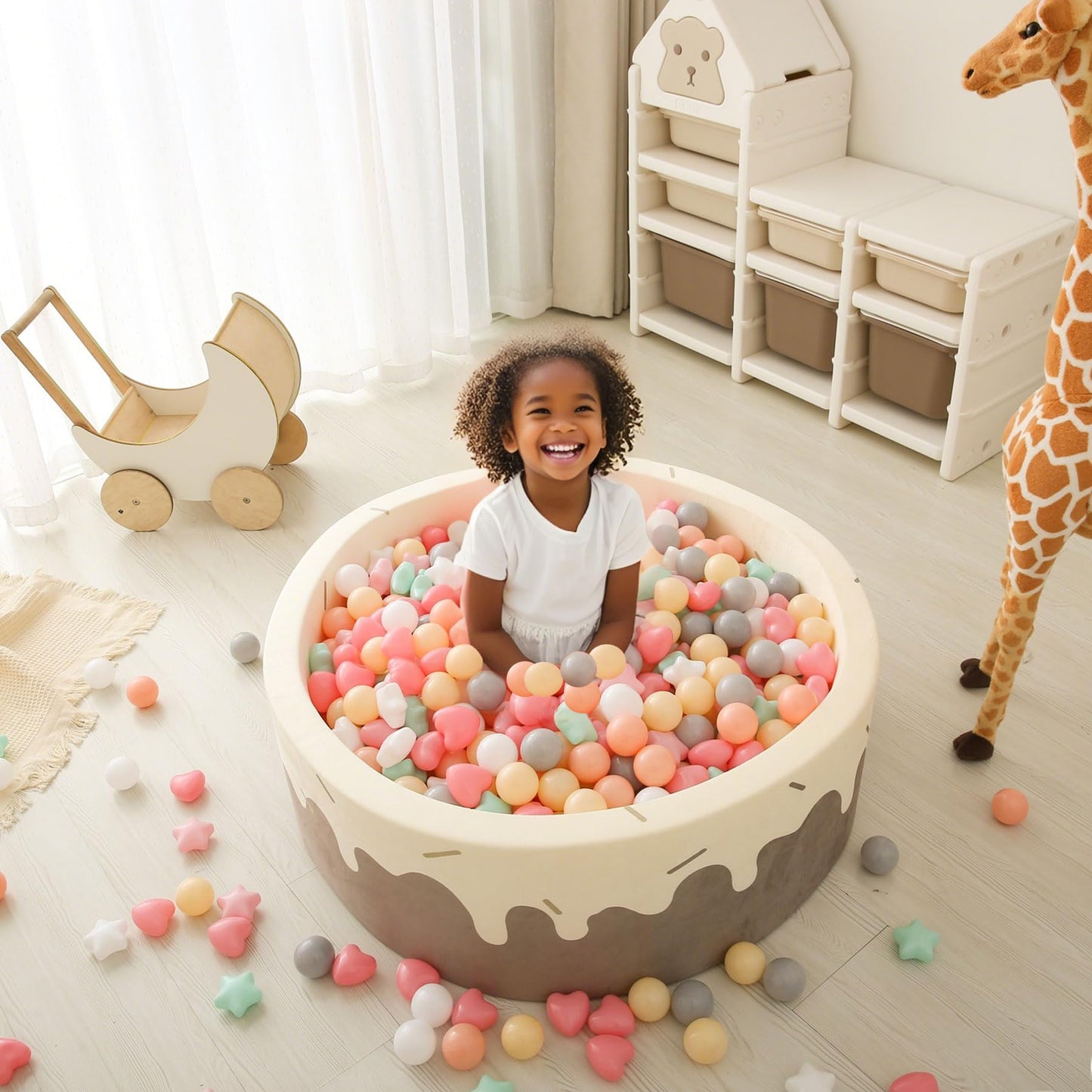 GOGOSO Ball Pit Balls 1000pcs – Star & Heart Pastel Shapes, 2.15in, BPA-Free
