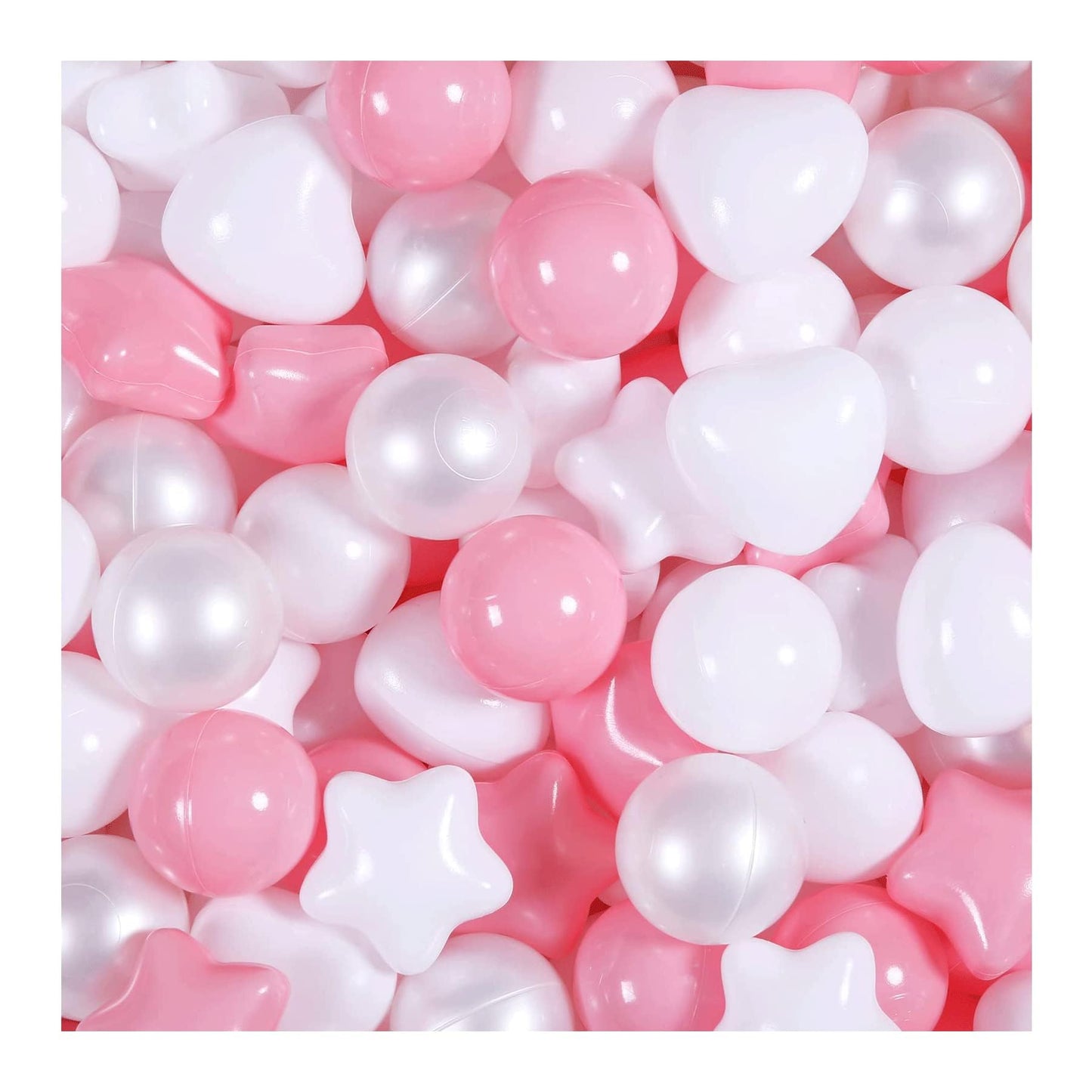GOGOSO Pink Ball Pit Balls – 100 Crushproof 2.15in Plastic Balls with Stars and Hearts