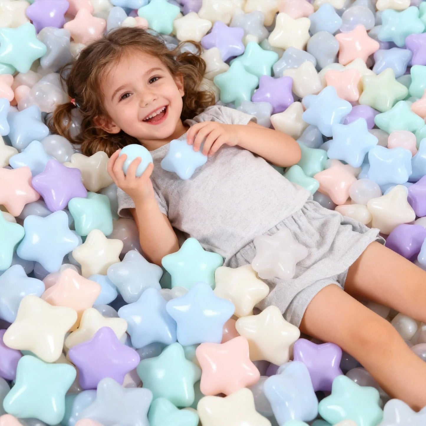 GOGOSO 100 Ball Pit Balls Star Bals – Pink Soft Plastic Play Balls, 2.15 inches | Phthalate Free & BPA Free