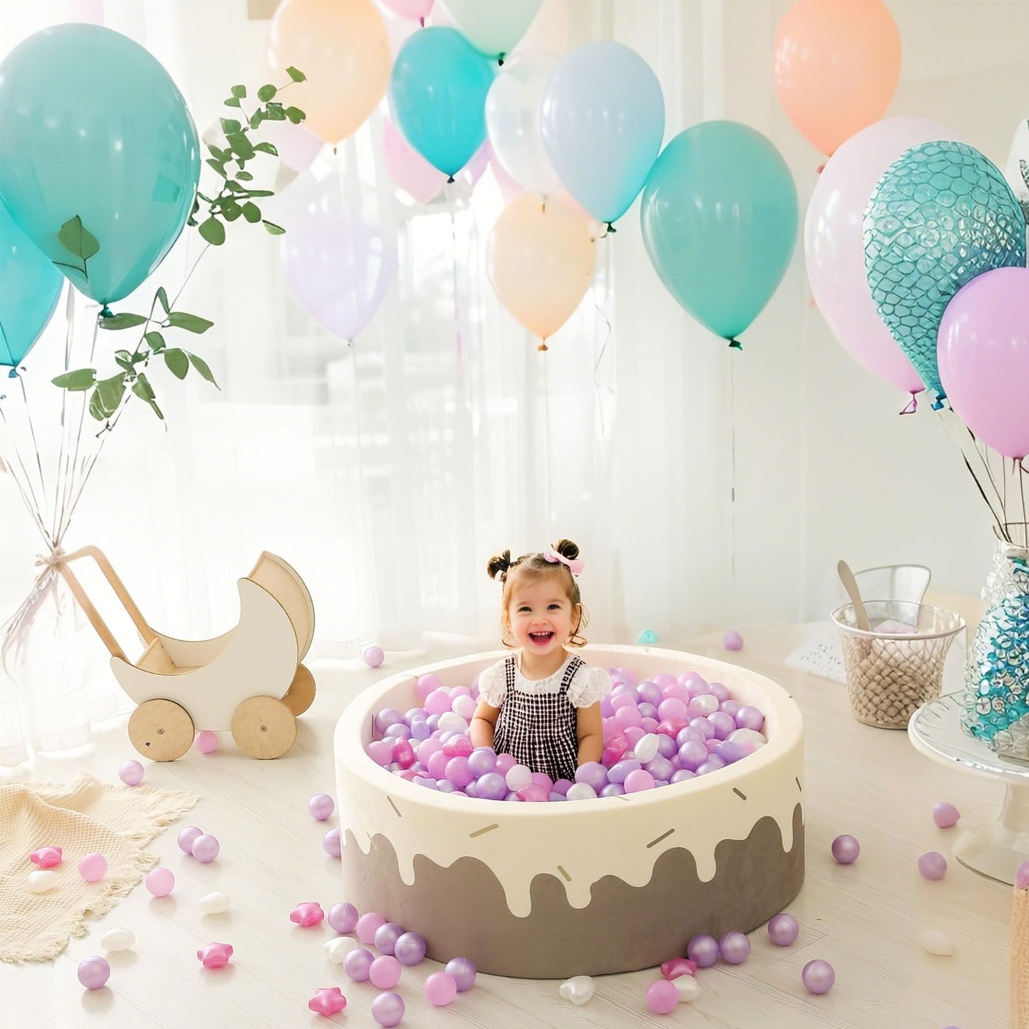 GOGOSO Ball Pit Balls – 500pcs Pastel Stars & Hearts (2.15-inch)