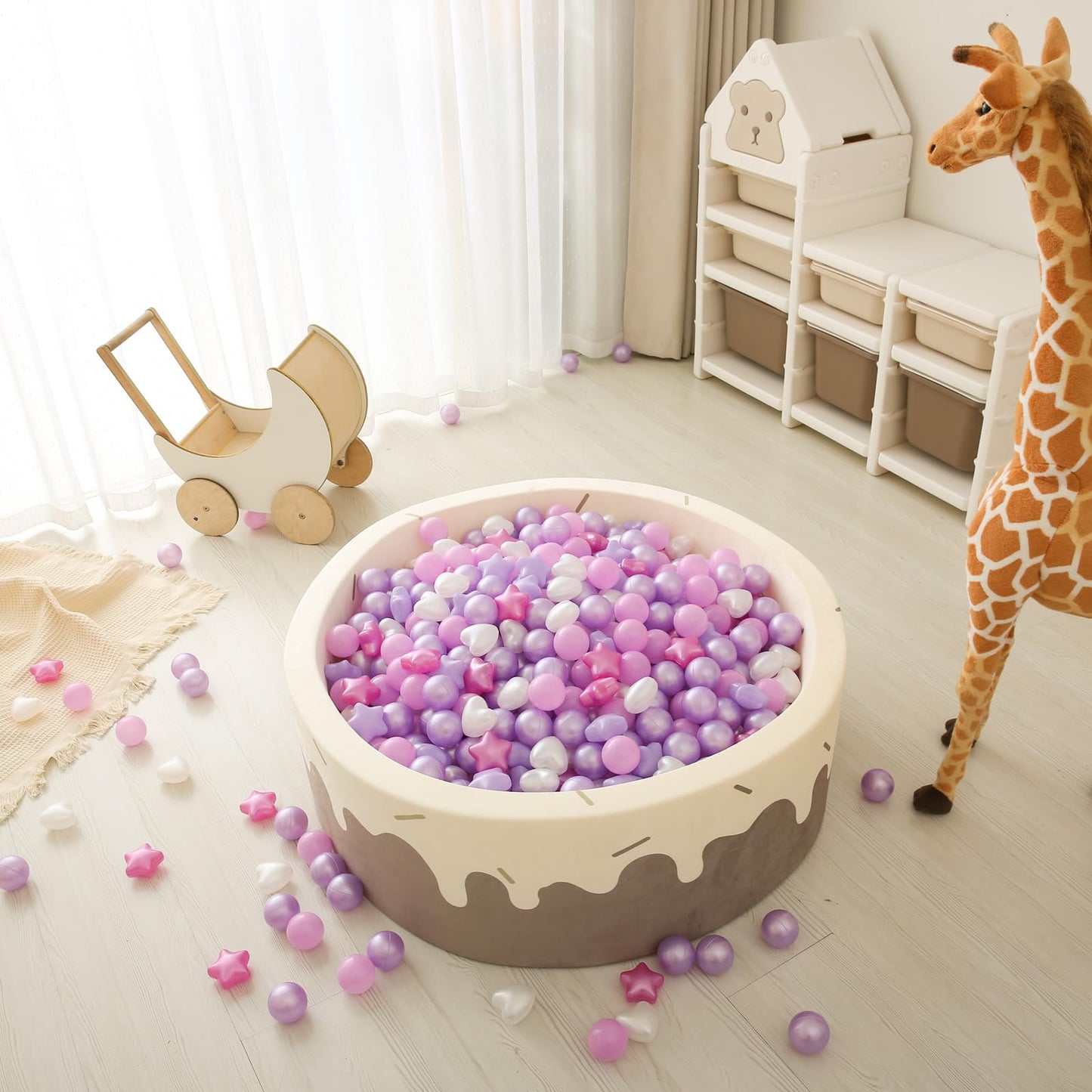 GOGOSO Ball Pit Balls – 500pcs Pastel Stars & Hearts (2.15-inch)