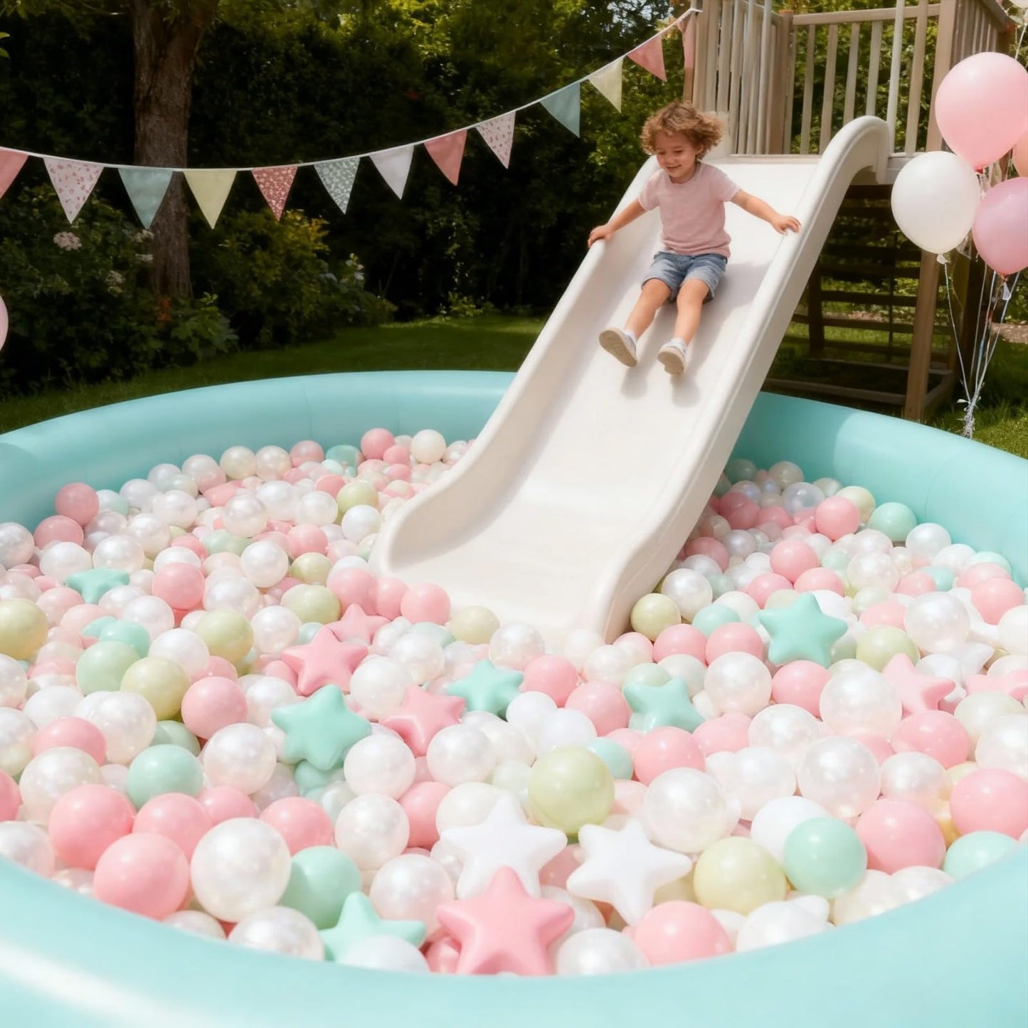 GOGOSO Ball Pits Balls – 100 Count, 2.2-Inch Crush-Proof Non-Toxic Plastic Balls (Pink/Green/White)