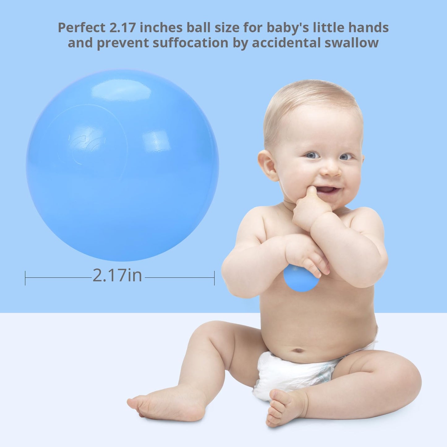 GOGOSO 100-Pack Plastic Play Pit Balls – 2.2 in, 3-Color Safe Ball Pit Balls for Baby & Kids