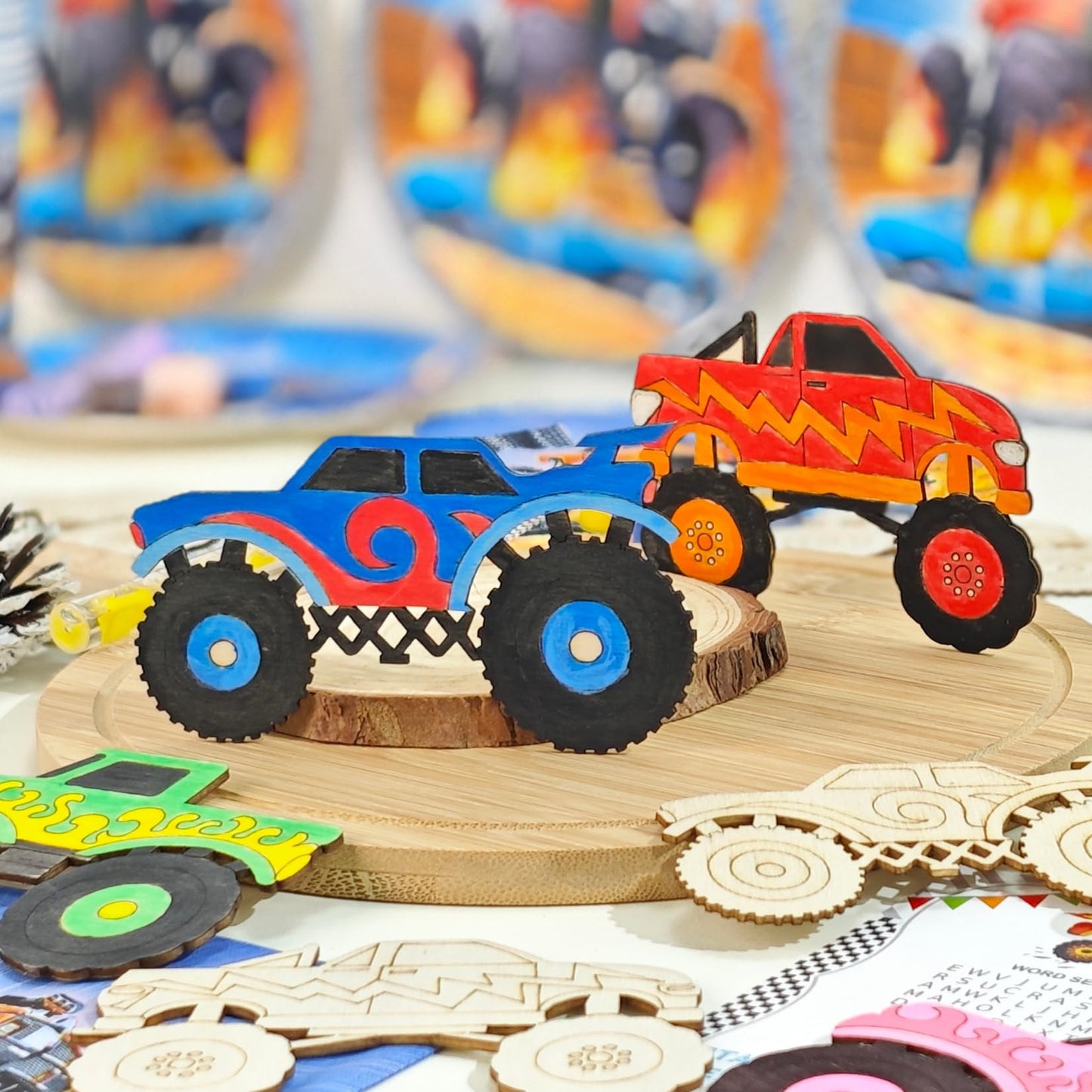 GOGREENWOVEN Monster Truck Party Favors – 12-Piece DIY Kit for Kids