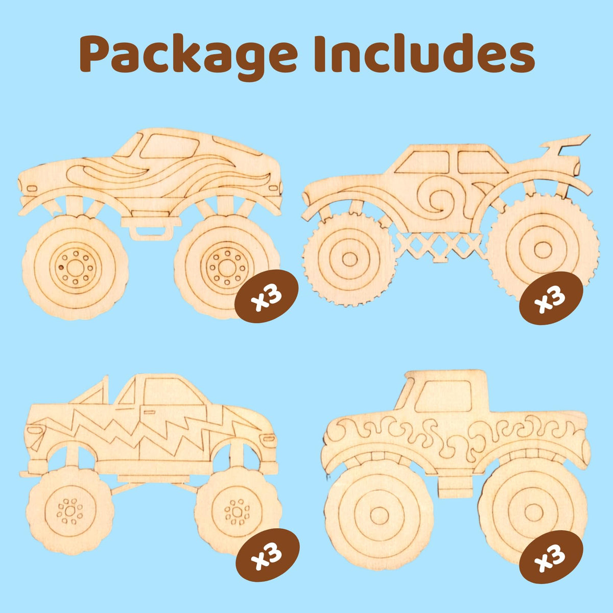 GOGREENWOVEN Monster Truck Party Favors – 12-Piece DIY Kit for Kids