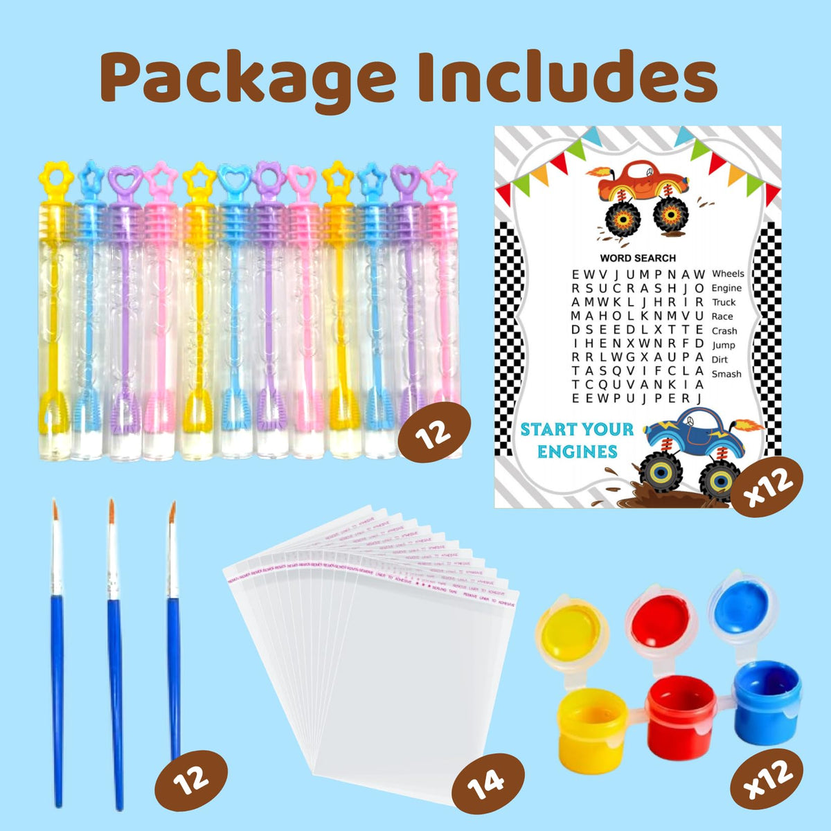 GOGREENWOVEN Monster Truck Party Favors – 12-Piece DIY Kit for Kids