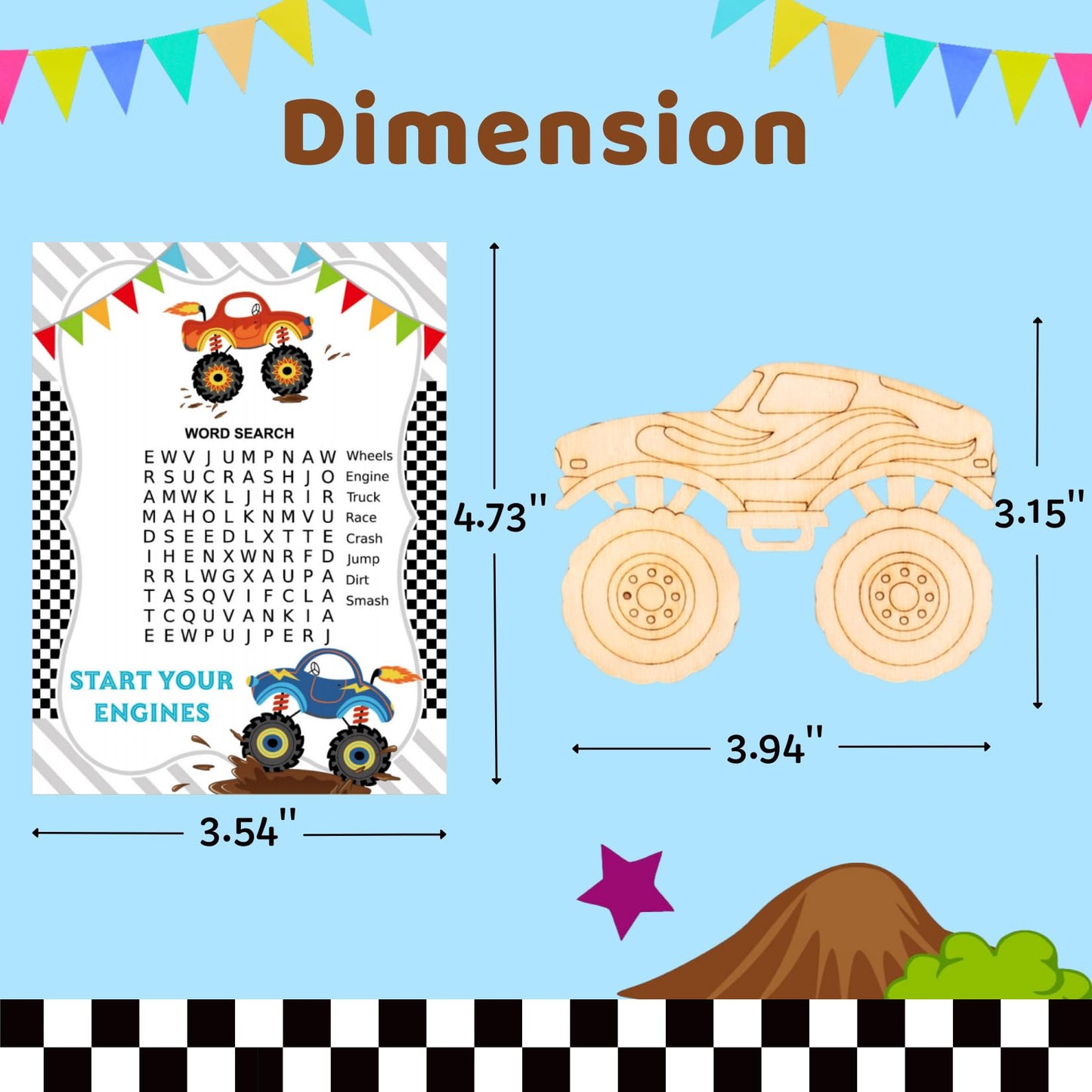 GOGREENWOVEN Monster Truck Party Favors – 12-Piece DIY Kit for Kids