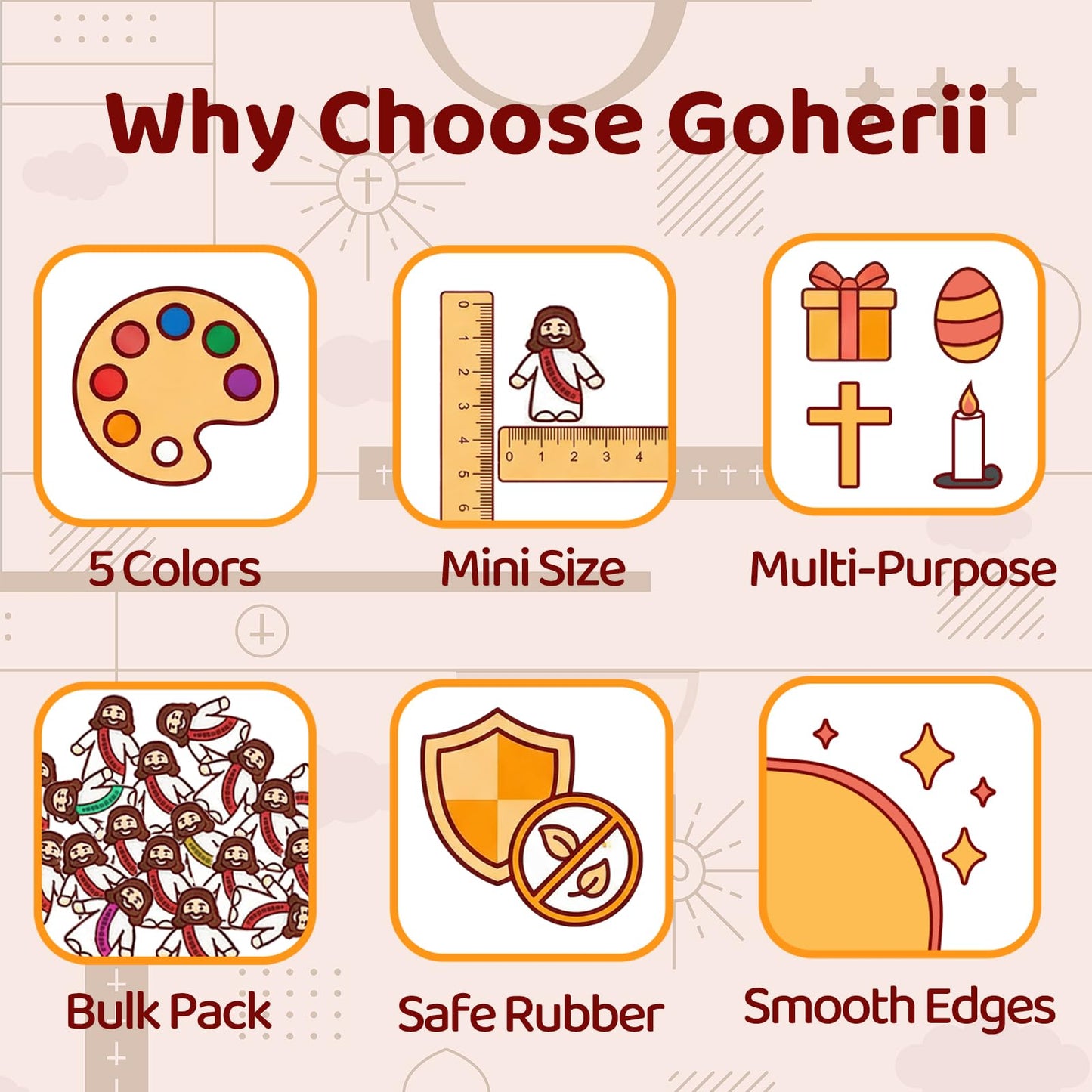 Goherii Little Jesus Figures — 30 Pack Mini Jesus Figurines in 5 Colors for Easter & Sunday School