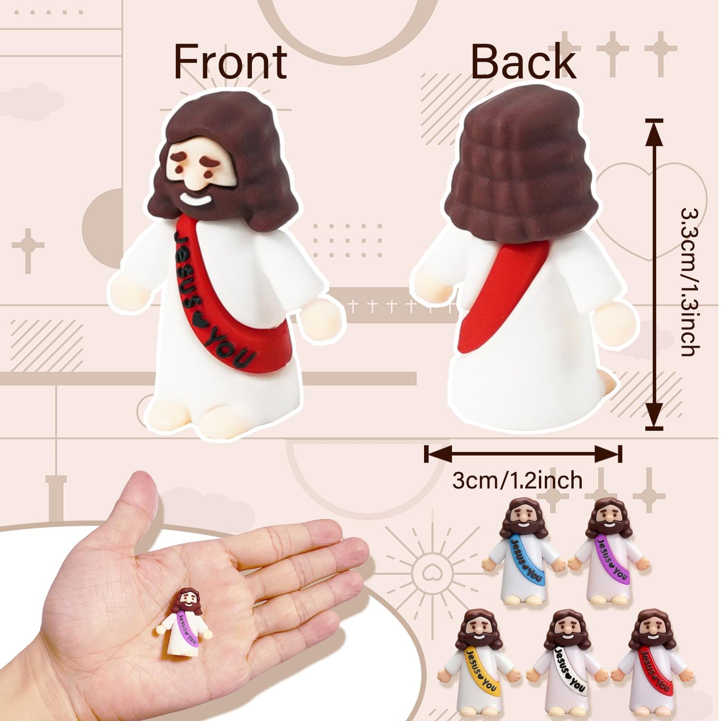 Goherii Little Jesus Figures — 30 Pack Mini Jesus Figurines in 5 Colors for Easter & Sunday School
