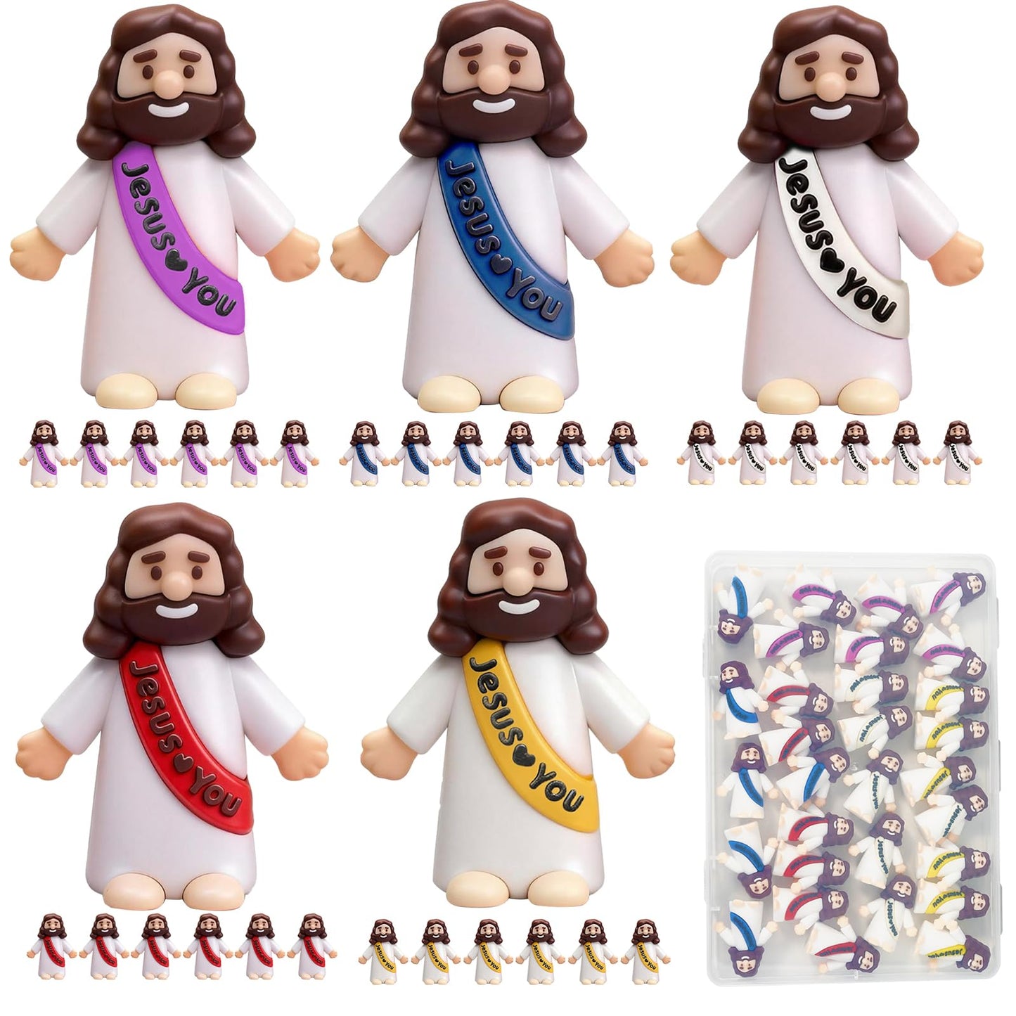 Goherii Little Jesus Figures — 30 Pack Mini Jesus Figurines in 5 Colors for Easter & Sunday School