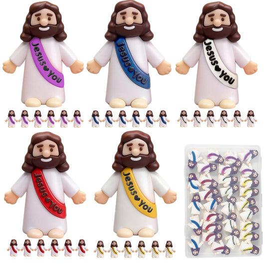 Goherii Little Jesus Figures — 30 Pack Mini Jesus Figurines in 5 Colors for Easter & Sunday School