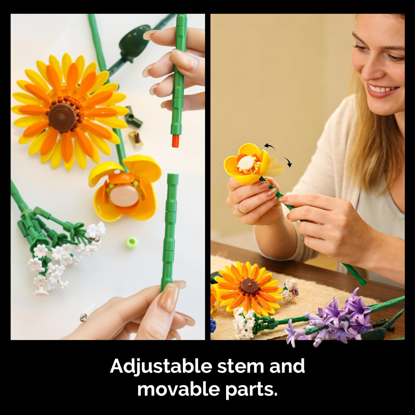 Gohero Sunflower Building Blocks Set (1183PCS) – LEGO-Compatible Flowers for Adults | Home Decor & Gift