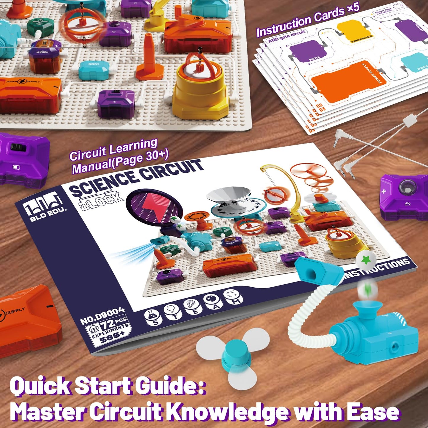 Gohero Circuits Kit – 76 STEM Projects for Kids, Safe Snap-Together Electronics with Fan & RGB Lights