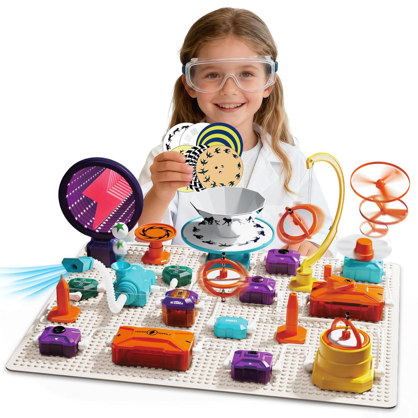 Gohero Circuits Kit – 76 STEM Projects for Kids, Safe Snap-Together Electronics with Fan & RGB Lights