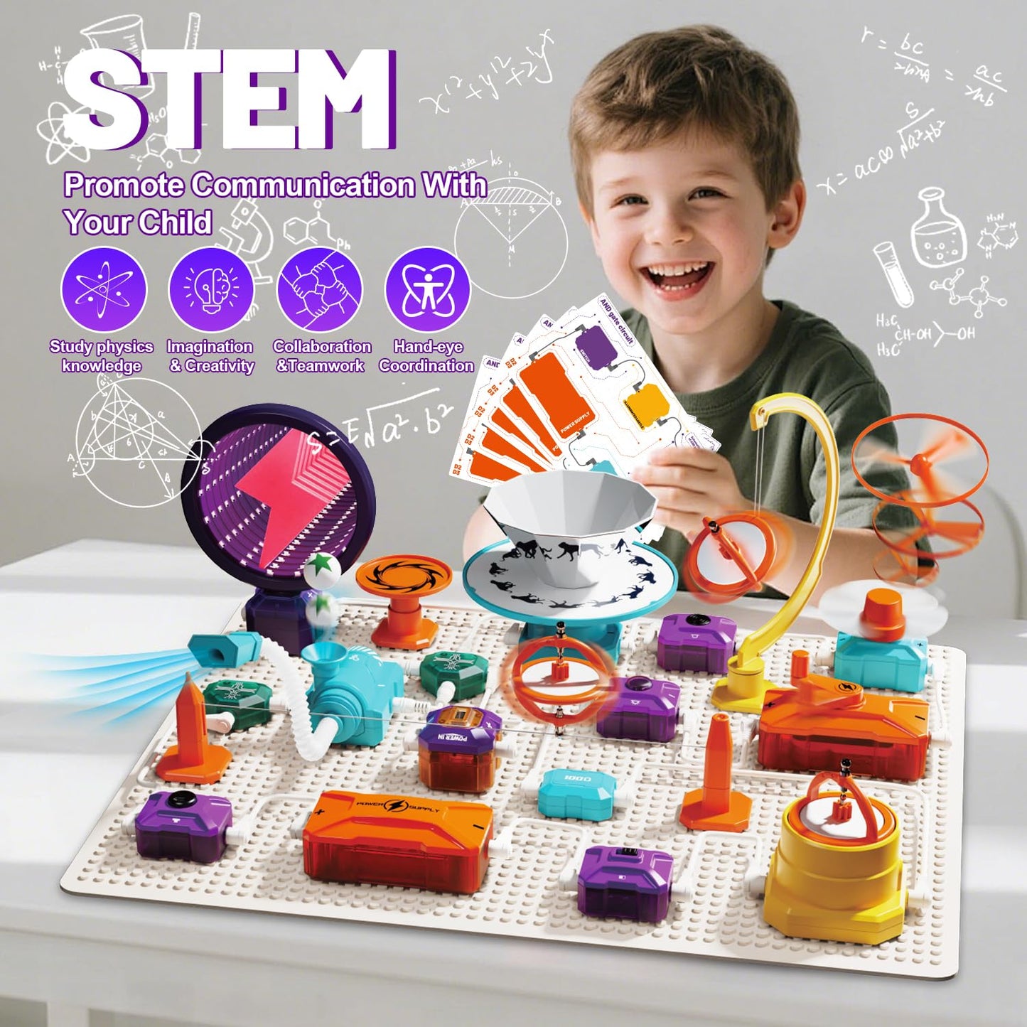 Gohero Circuits Kit – 76 STEM Projects for Kids, Safe Snap-Together Electronics with Fan & RGB Lights