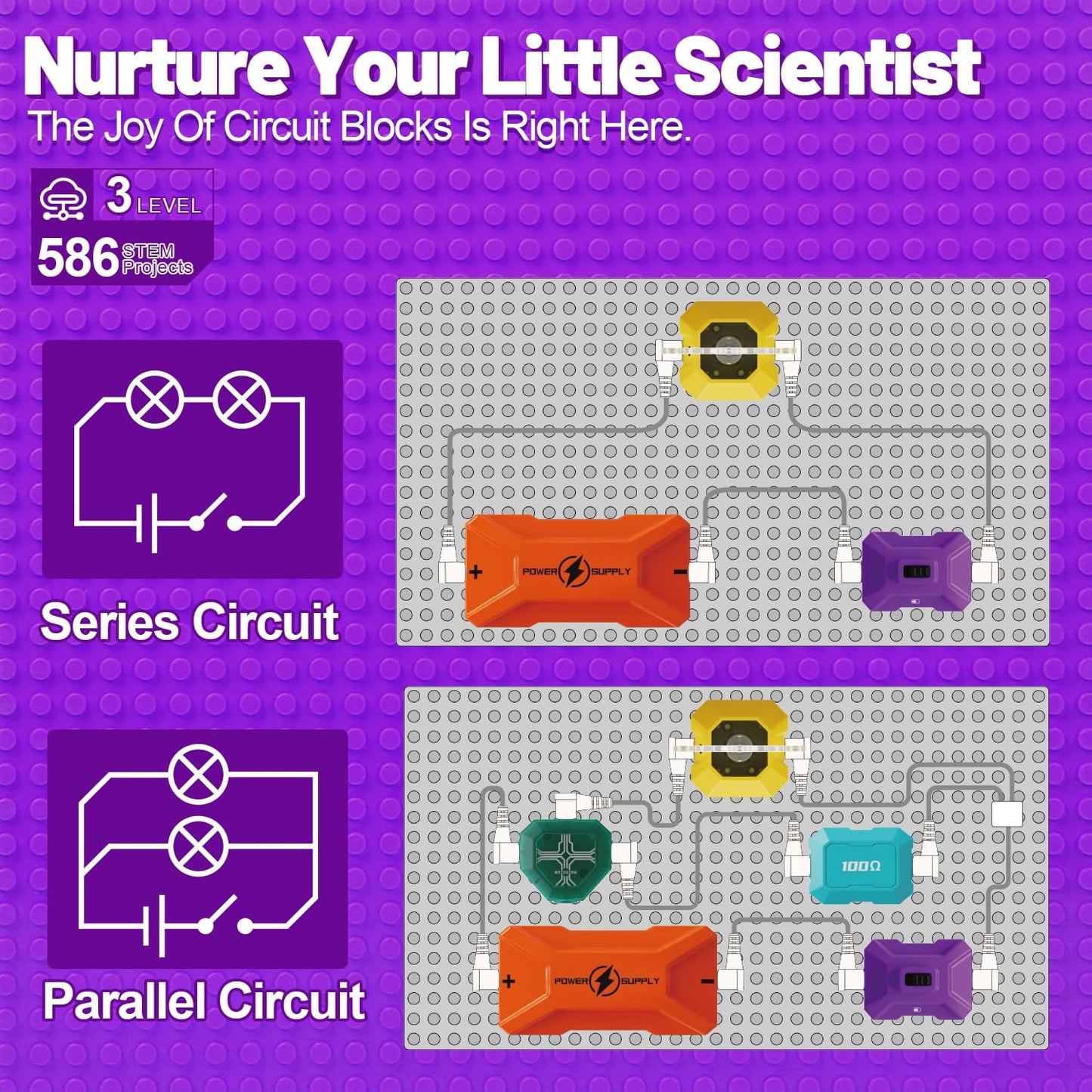 Gohero Circuits Kit – 76 STEM Projects for Kids, Safe Snap-Together Electronics with Fan & RGB Lights