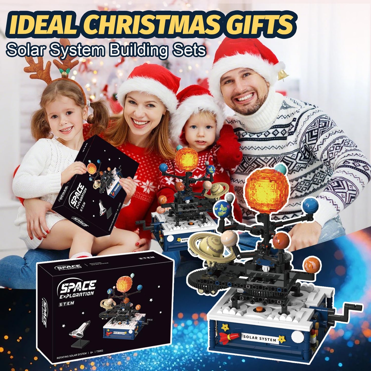 Gohero Solar System Building Set – 775 PCS, Rotatable Planets & Glowing Sun, Lego Space Compatible